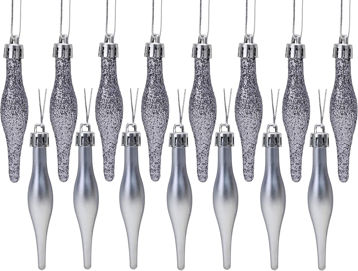 ® Pack of 15-8.5Cm Droplet Baubles - Matte & Glitter Design - Christmas Ornaments (Rioja Red)