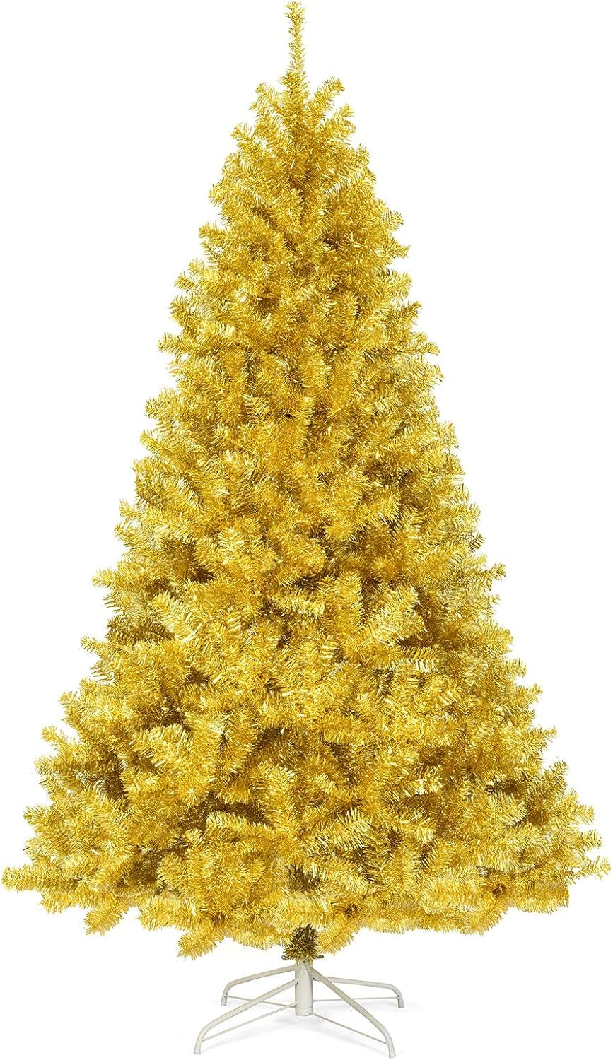 6Ft/7.5Ft Black Artificial Christmas Tree, Unlit Halloween Tree with 1036/1258 Branch Tips and Metal Stand, Easy Assembly, 6FT Holiday Christmas Tree Indoor Outdoor