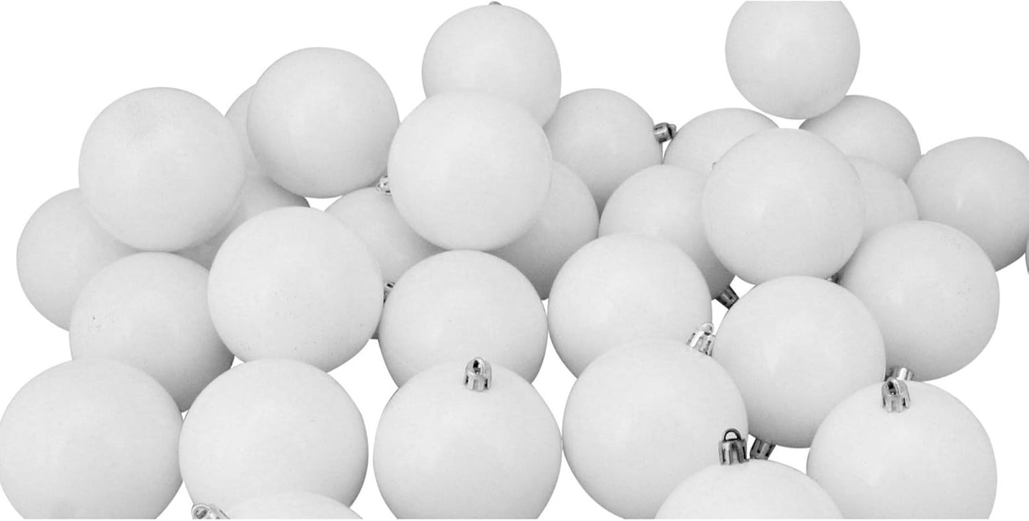 32Ct Winter White Shatterproof Shiny Christmas Ball Ornaments 3.25 Inches 80Mm
