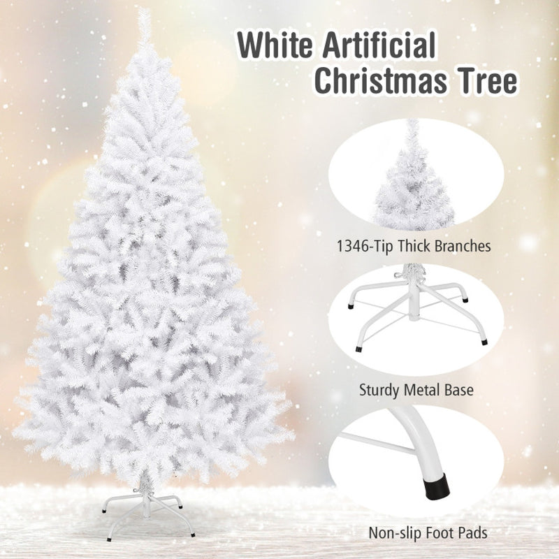 6/7.5/9 Feet White Christmas Tree with Metal Stand