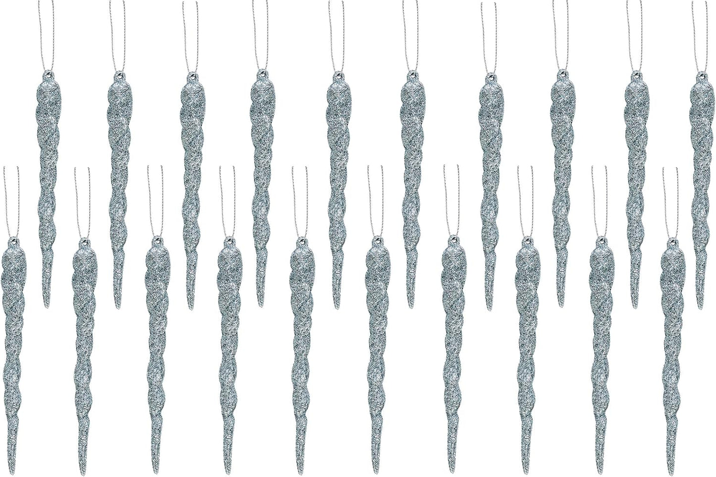 ® 12Cm Glitter Icicle Decorations - Luxury Christmas Tree Trims (Mint Green, Pack of 20)