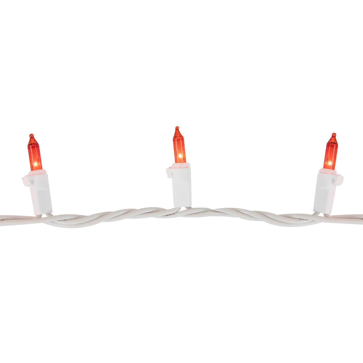 100-Count Orange Mini Christmas Lights Set, 20.25Ft White Wire