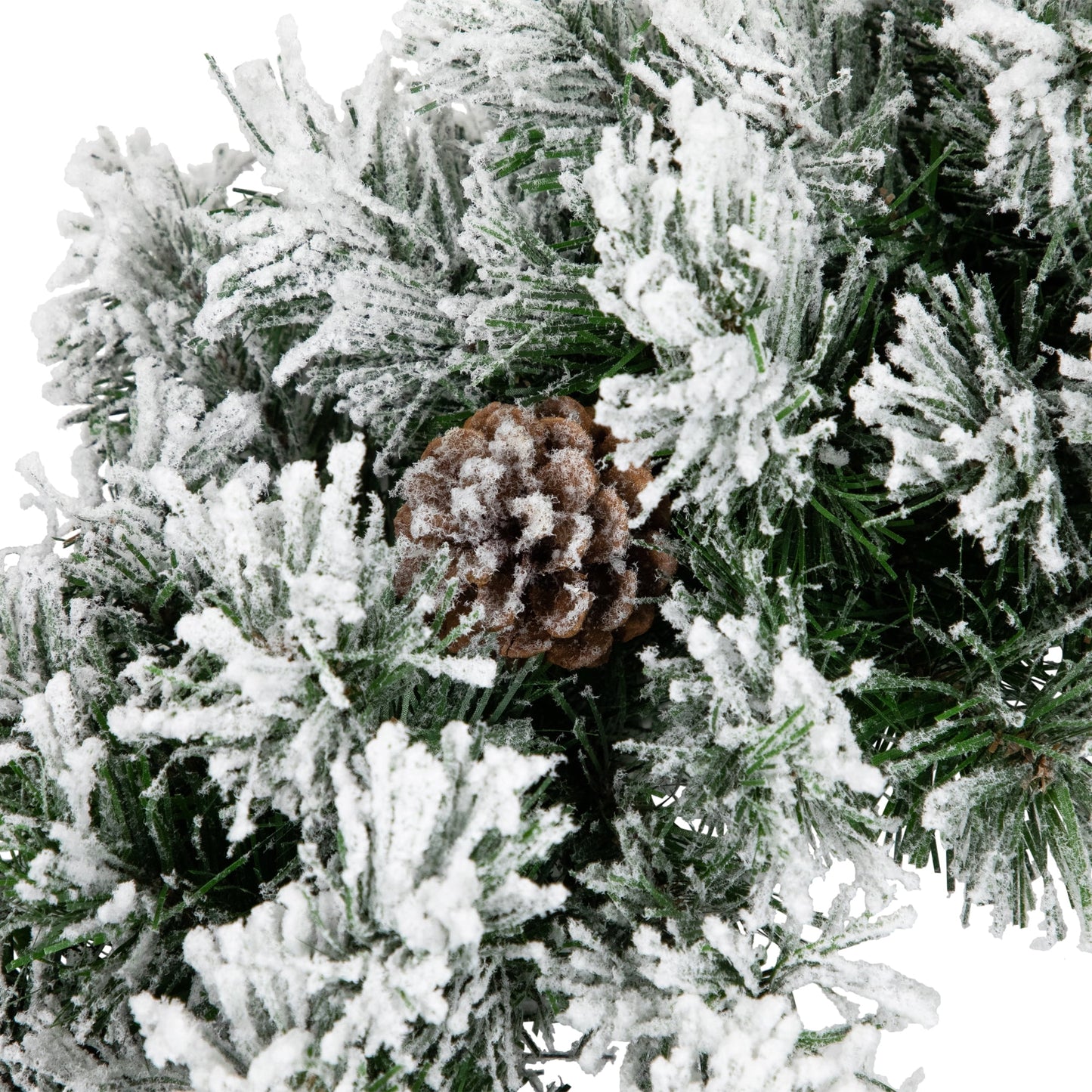 36" Unlit Flocked Angel Pine with Pine Cones Artificial Christmas Wreath