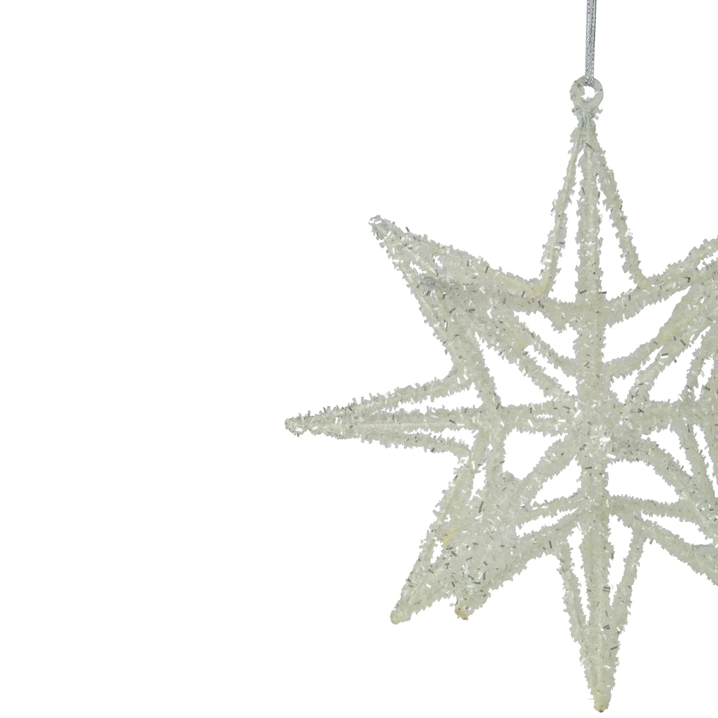 Starburst 3-D Glittered Christmas Ornament - 10" - White