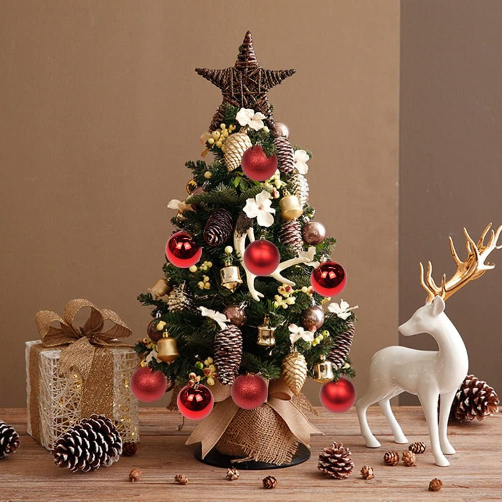 3.94" Large Christmas Balls Shatterproof Red Christmas Ornaments 6 Pcs Big Red Christmas Ornaments for Christmas Tree Holiday Wedding Party Decoration