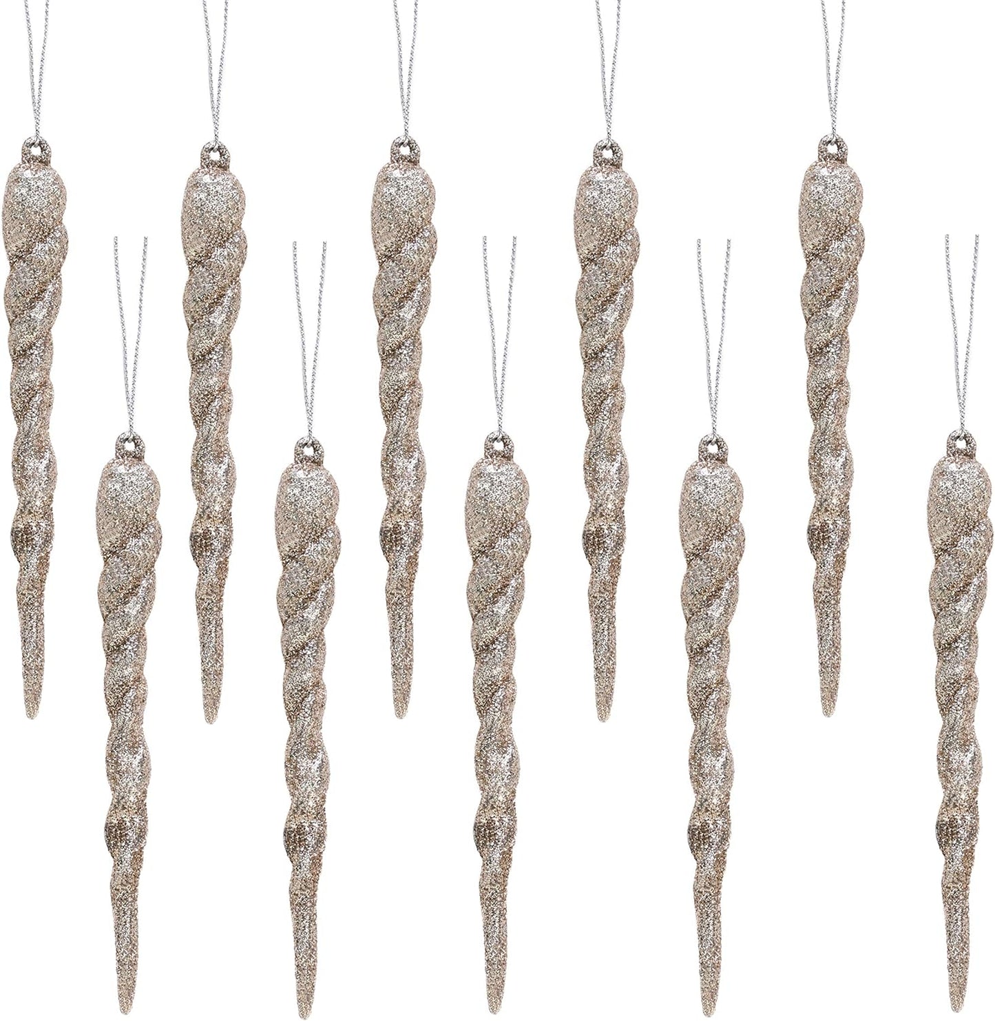 ® 12Cm Glitter Icicle Decorations - Luxury Christmas Tree Trims (Mint Green, Pack of 20)
