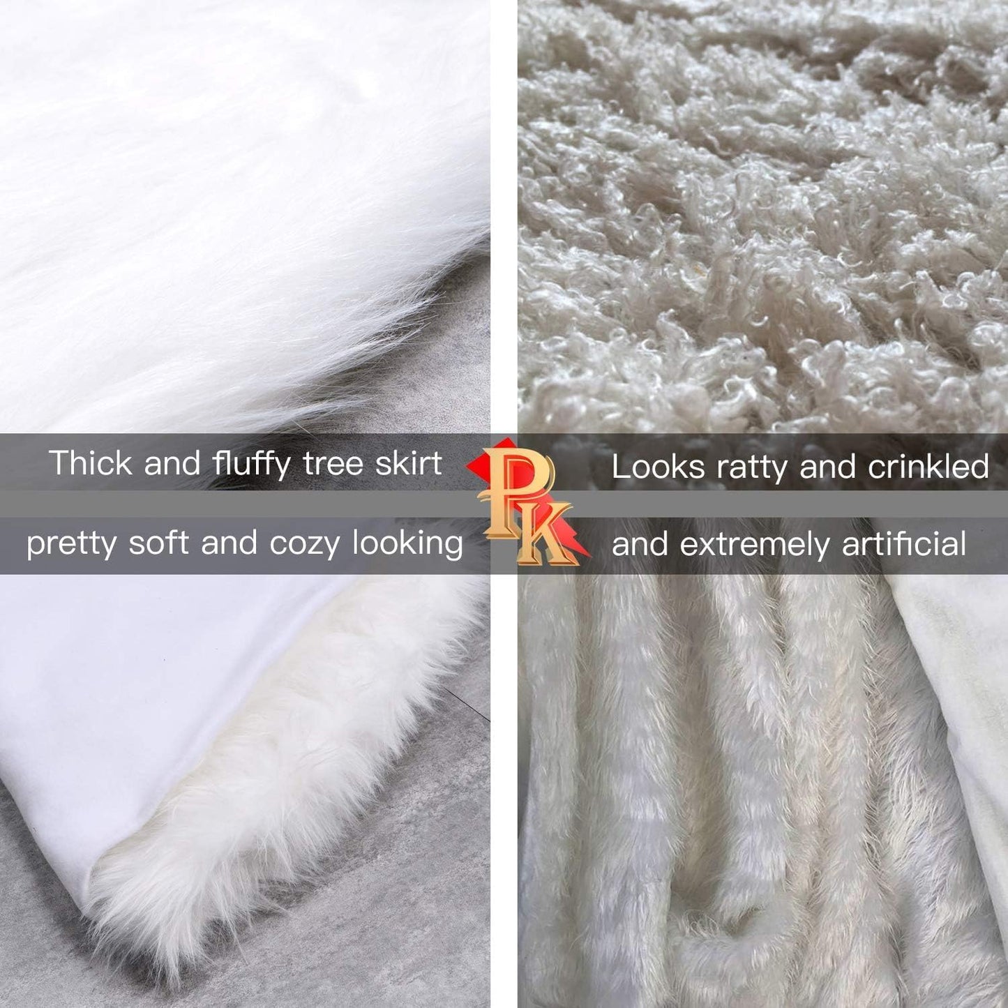 Christmas Tree Skirt, 48 Inch White Soft Faux Fur Tree Skirts Plush Christmas Decorations, White Ornaments Christmas Tree Skirts Xmas Decorations Indoor Holiday Party Decor