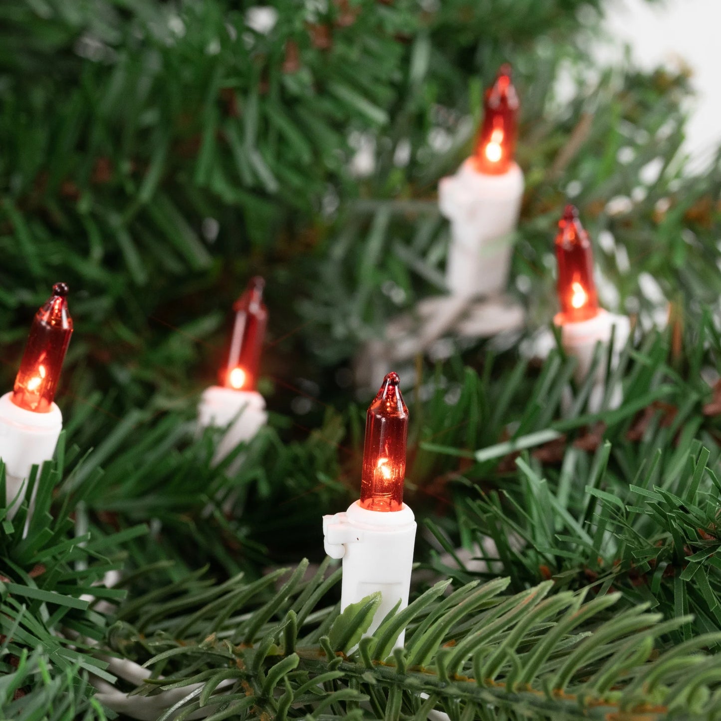 100-Count Orange Mini Christmas Lights Set, 20.25Ft White Wire