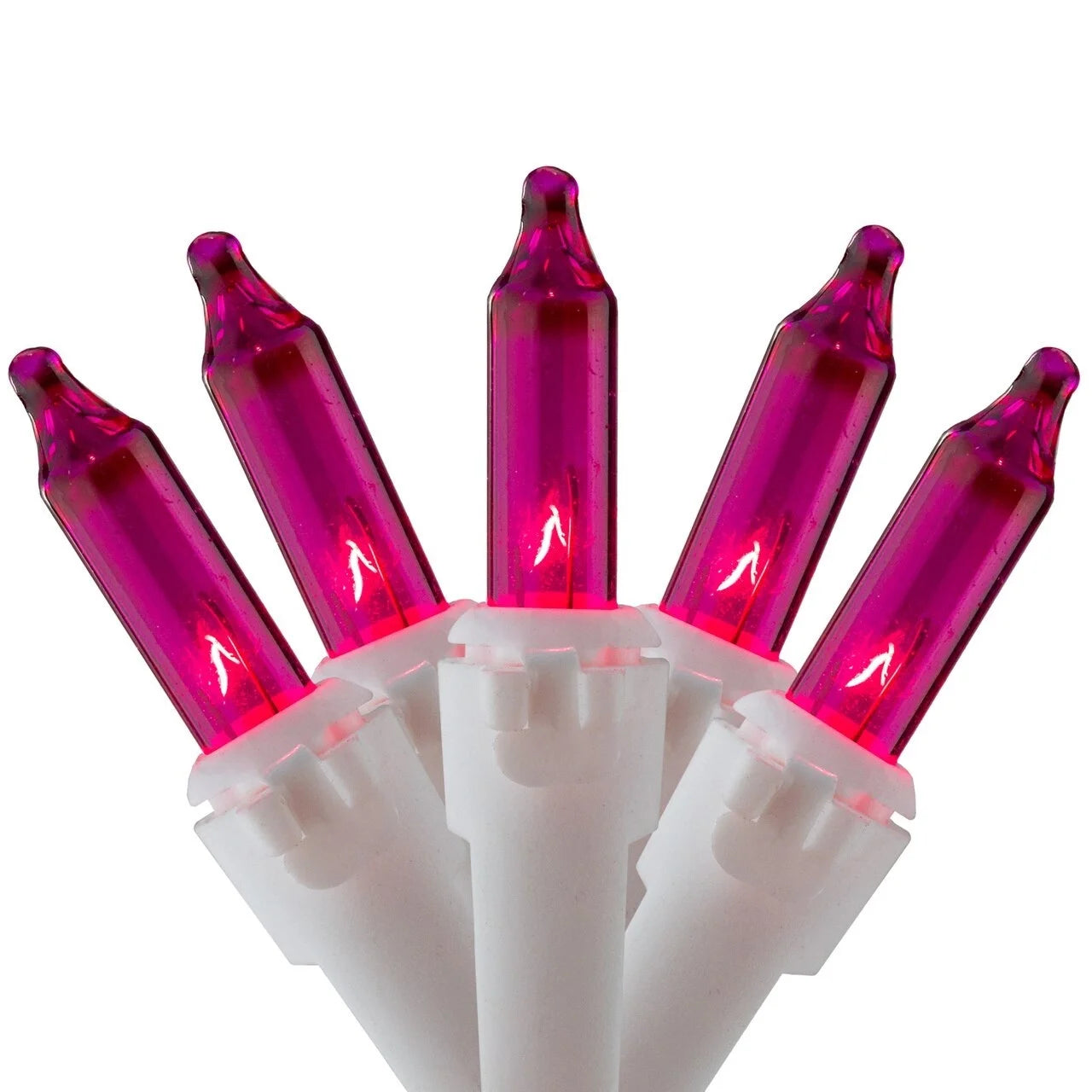 34186429 Mini Icicle Christmas Lights - Pink - 7.75' White Wire - 100Ct
