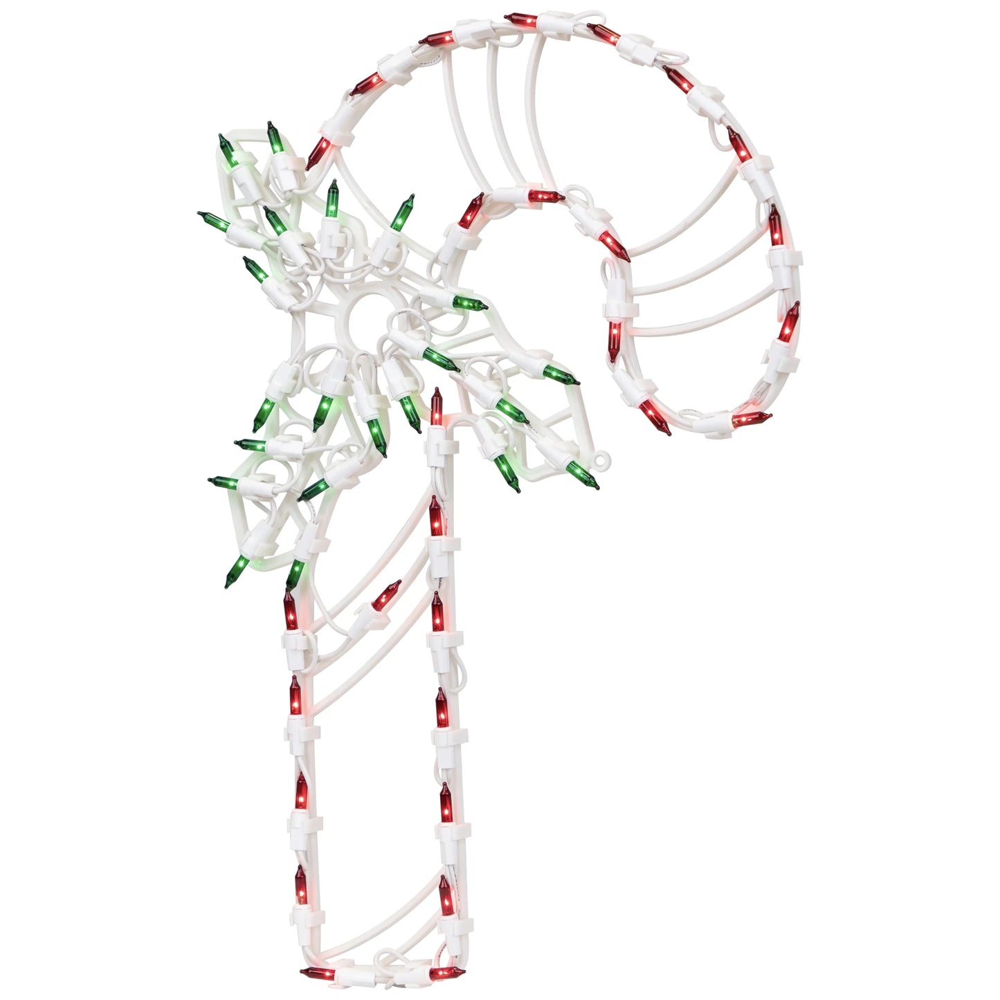18" Lighted Candy Cane with Holly Christmas Window Silhouette Decoration