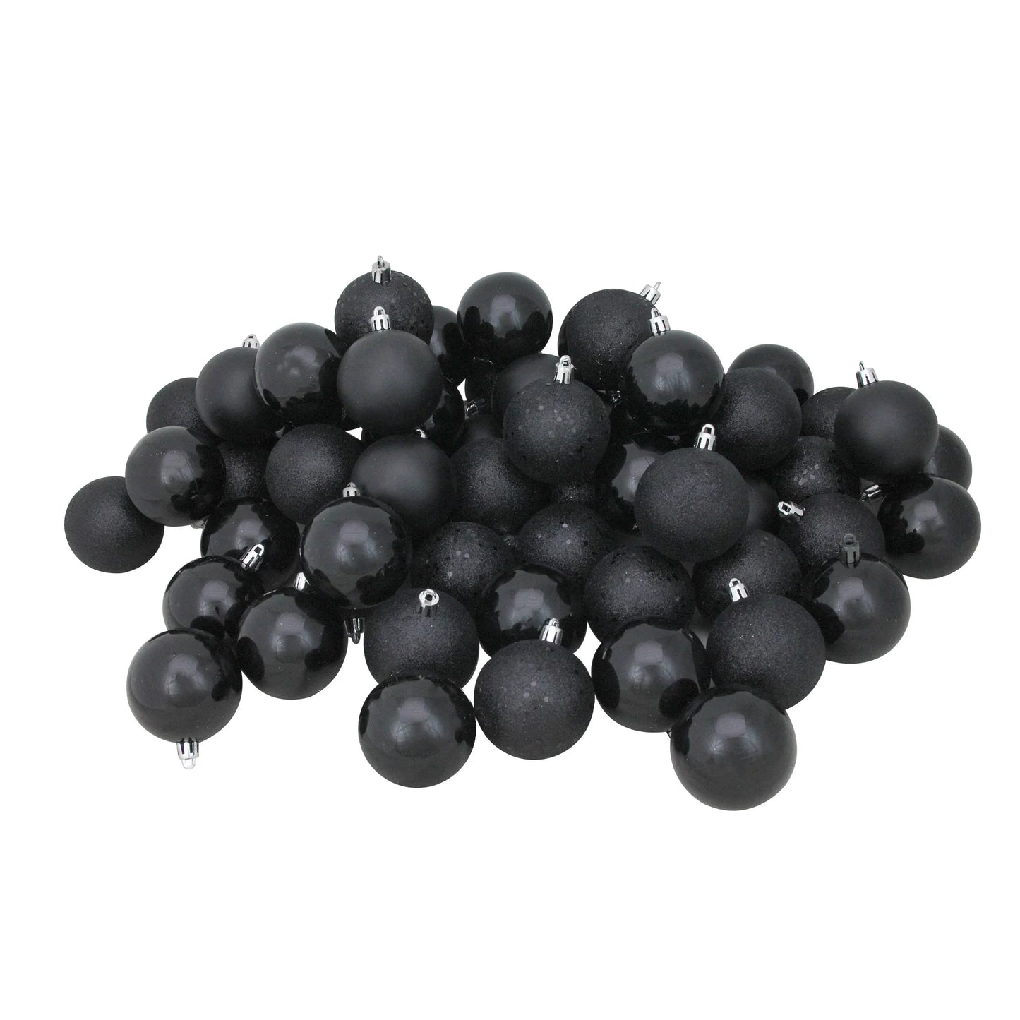 Shatterproof 4-Finish Christmas Ball Ornaments 2.5" (60Mm) - Black - 60Ct