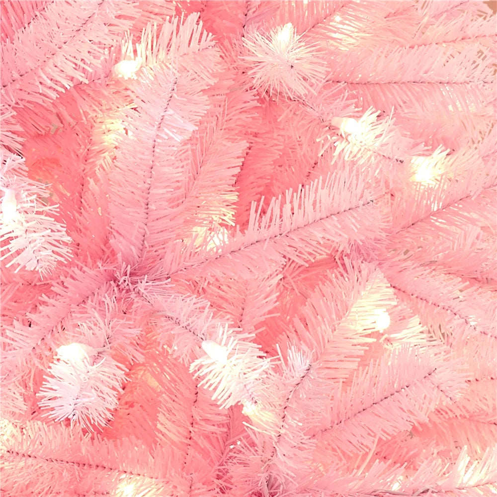 4.5Ft Pre-Lit Fir Artificial Christmas Tree with Foldable Stand, Pink