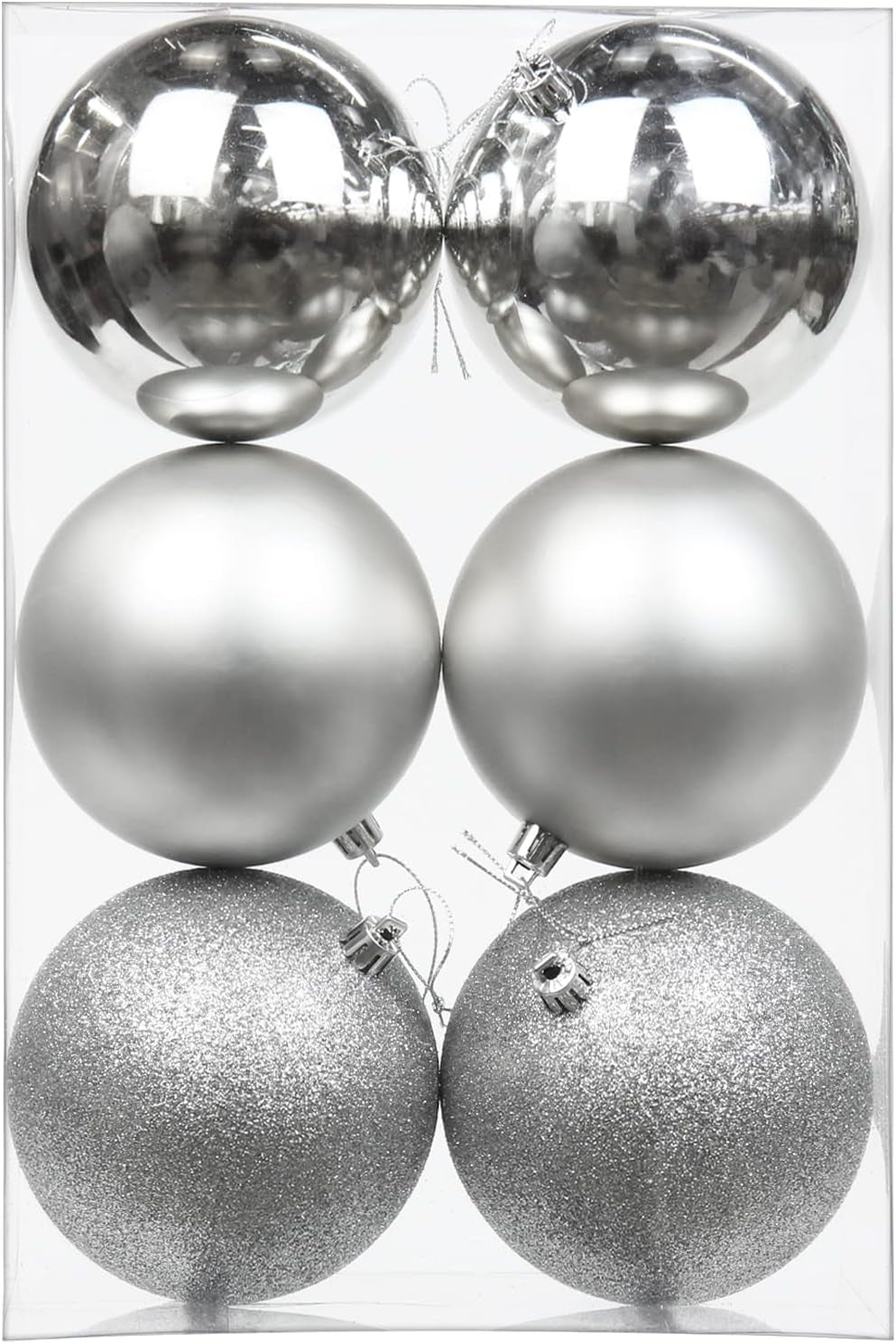 3.94" Large Christmas Balls Shatterproof Red Christmas Ornaments 6 Pcs Big Red Christmas Ornaments for Christmas Tree Holiday Wedding Party Decoration