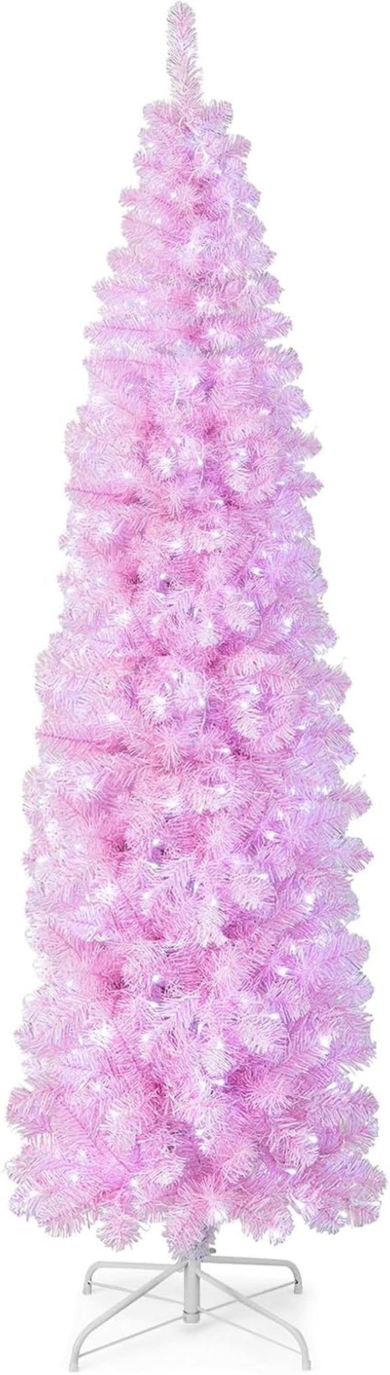 6Ft Sliver Pencil Christmas Tree, Artificial Slim Tree, Electroplated Technology, Xmas Decor for Indoor and Outdoor