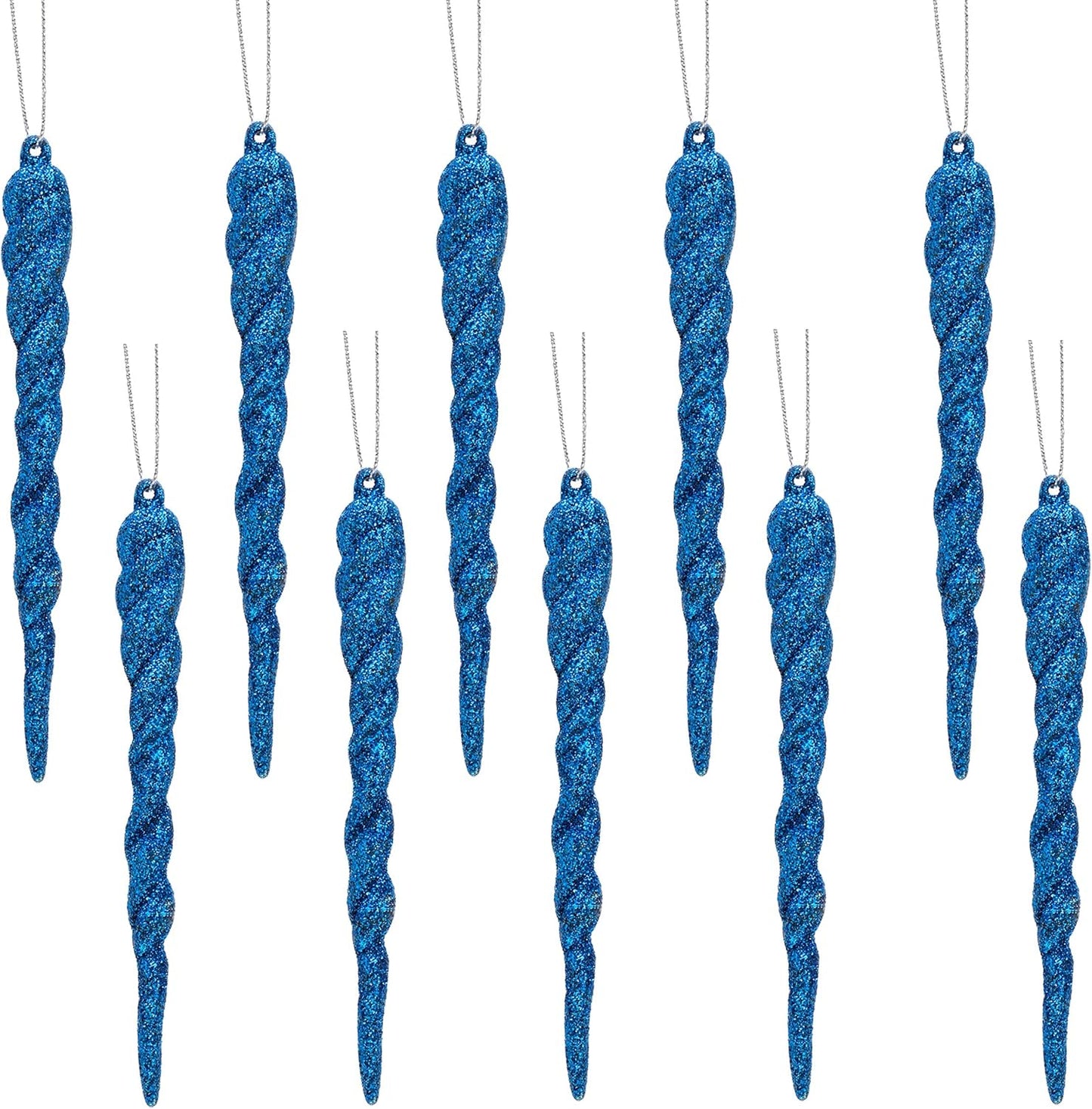 ® 12Cm Glitter Icicle Decorations - Luxury Christmas Tree Trims (Mint Green, Pack of 20)