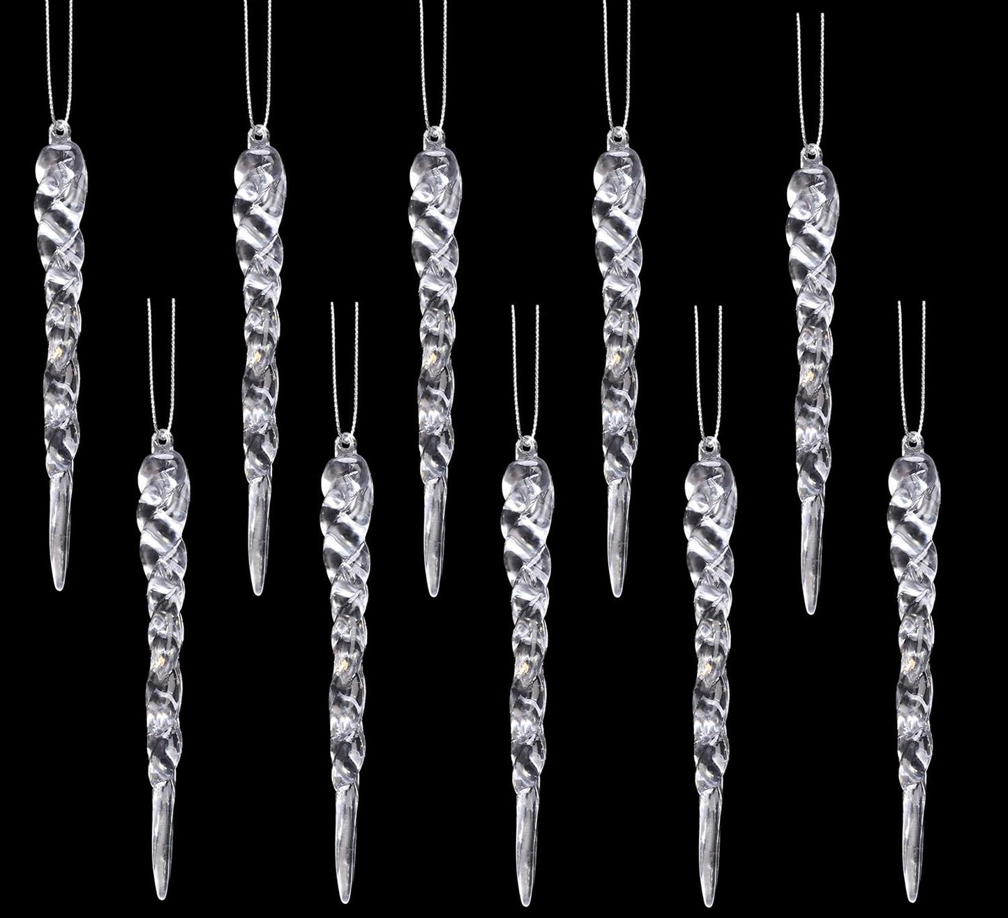 ® 12Cm Glitter Icicle Decorations - Luxury Christmas Tree Trims (Mint Green, Pack of 20)