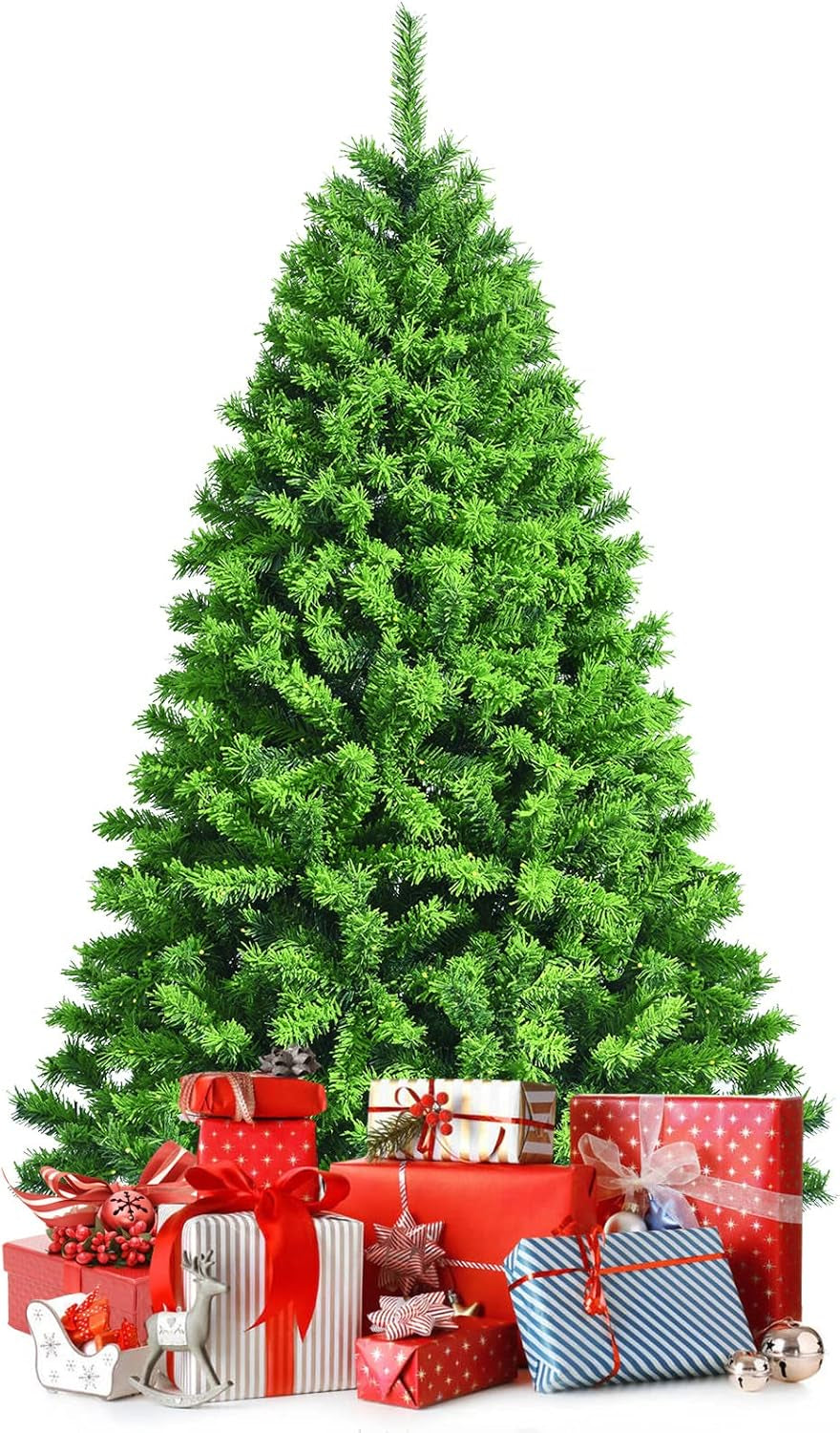 Pink Christmas Tree, 4.5 Ft Xmas Decoration Tree W/ 348 Snow Flocked PVC Tips & Metal Stand, Full-Bodied Unlit Artificial Tree for Indoor Festival Holiday Use