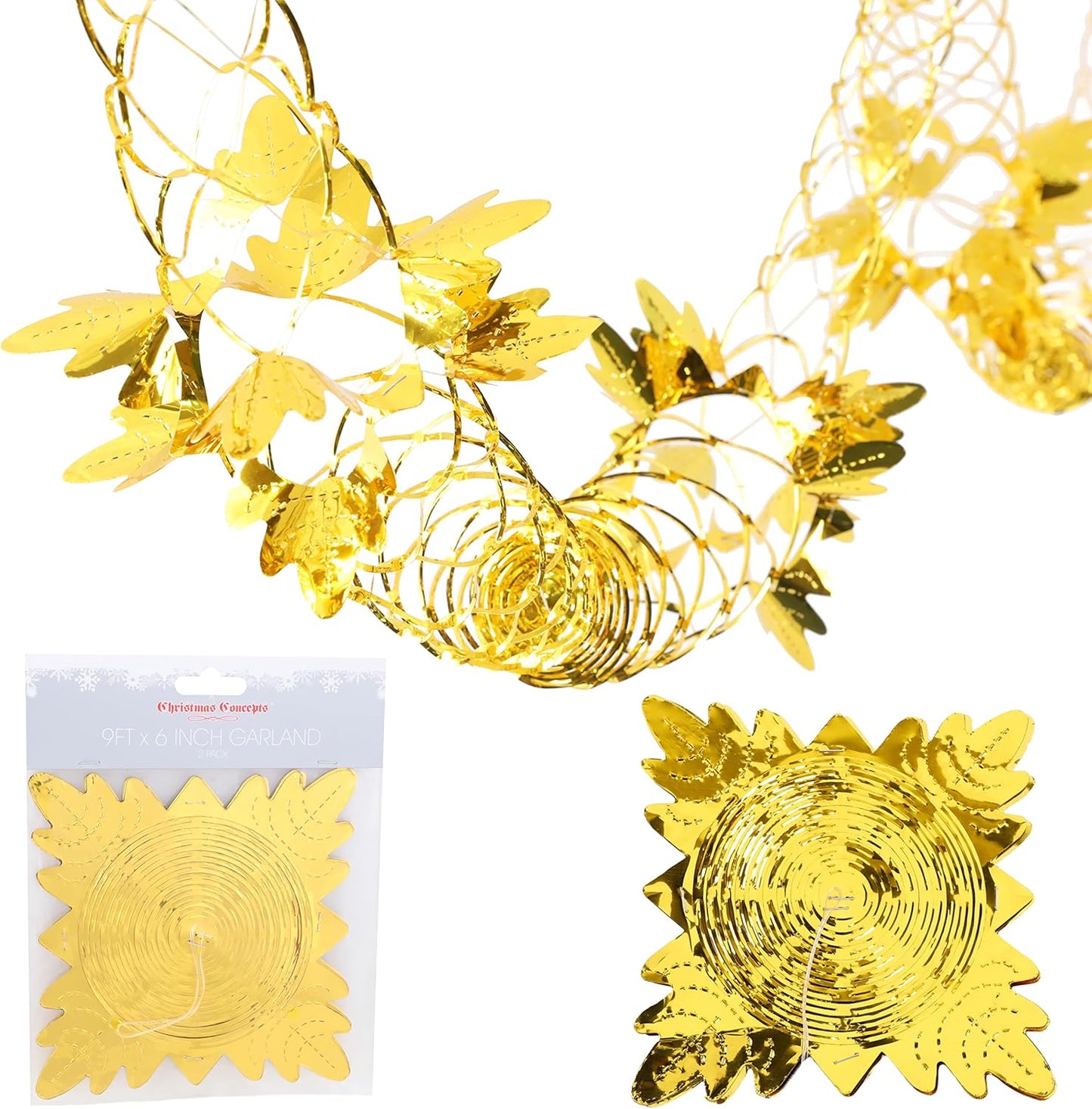 Christmas Garland 9ft Red – 2 Piece Hanging Decoration Set