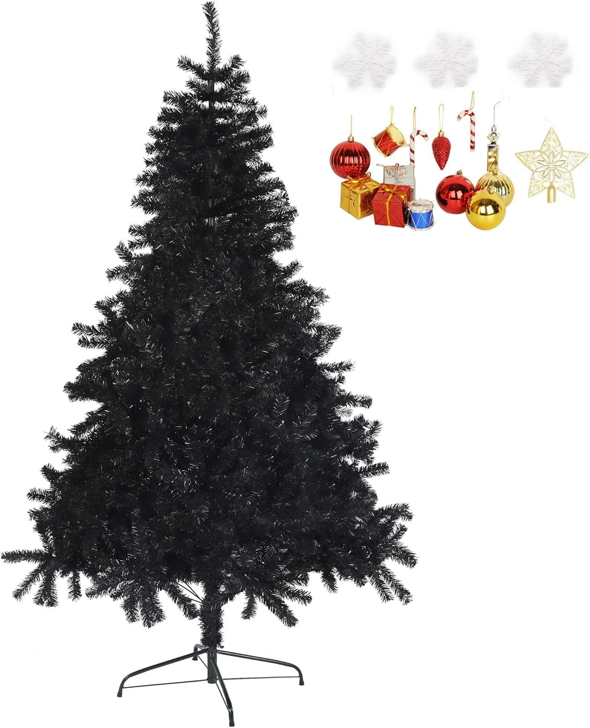 7 FT Christmas Pine Tree Artificial Fake Xmas Tree with Solid Metal Stand and Decoration for Festival Party Holiday Decorations,Green