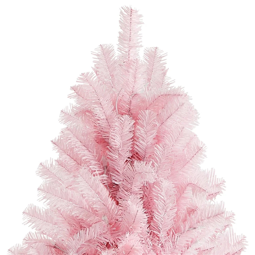 4.5Ft Pre-Lit Fir Artificial Christmas Tree with Foldable Stand, Pink