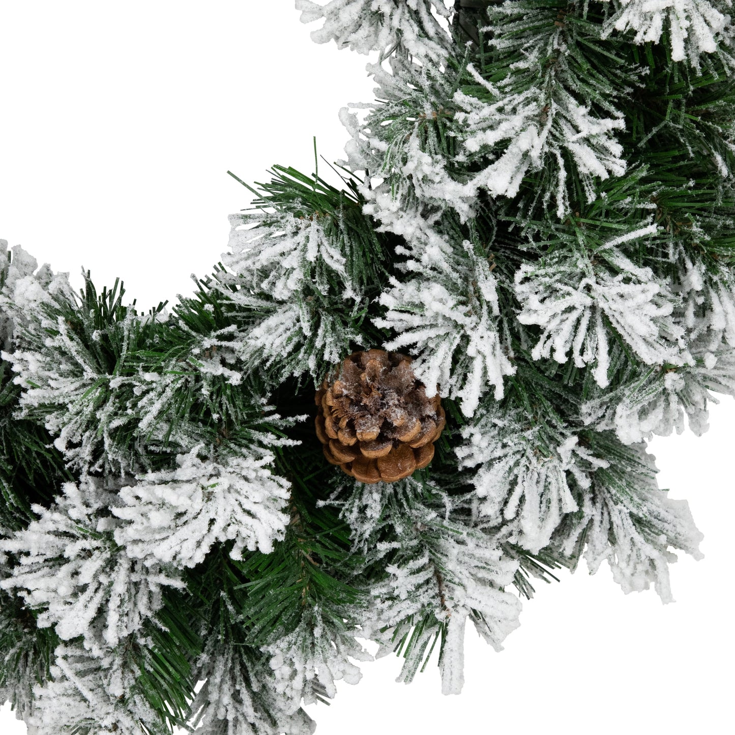 36" Unlit Flocked Angel Pine with Pine Cones Artificial Christmas Wreath