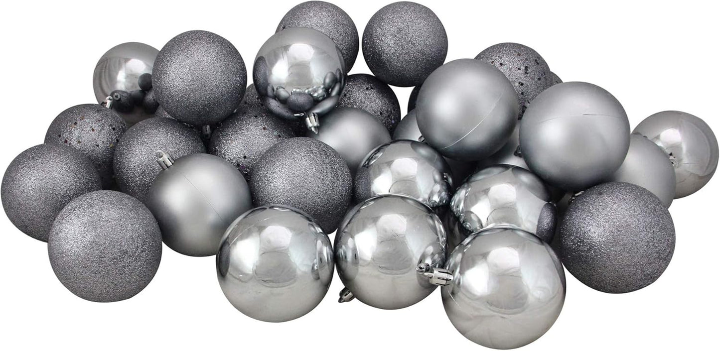 Shatterproof 4-Finish Christmas Ball Ornaments 3.25" (80Mm) - Jet Black - 32Ct