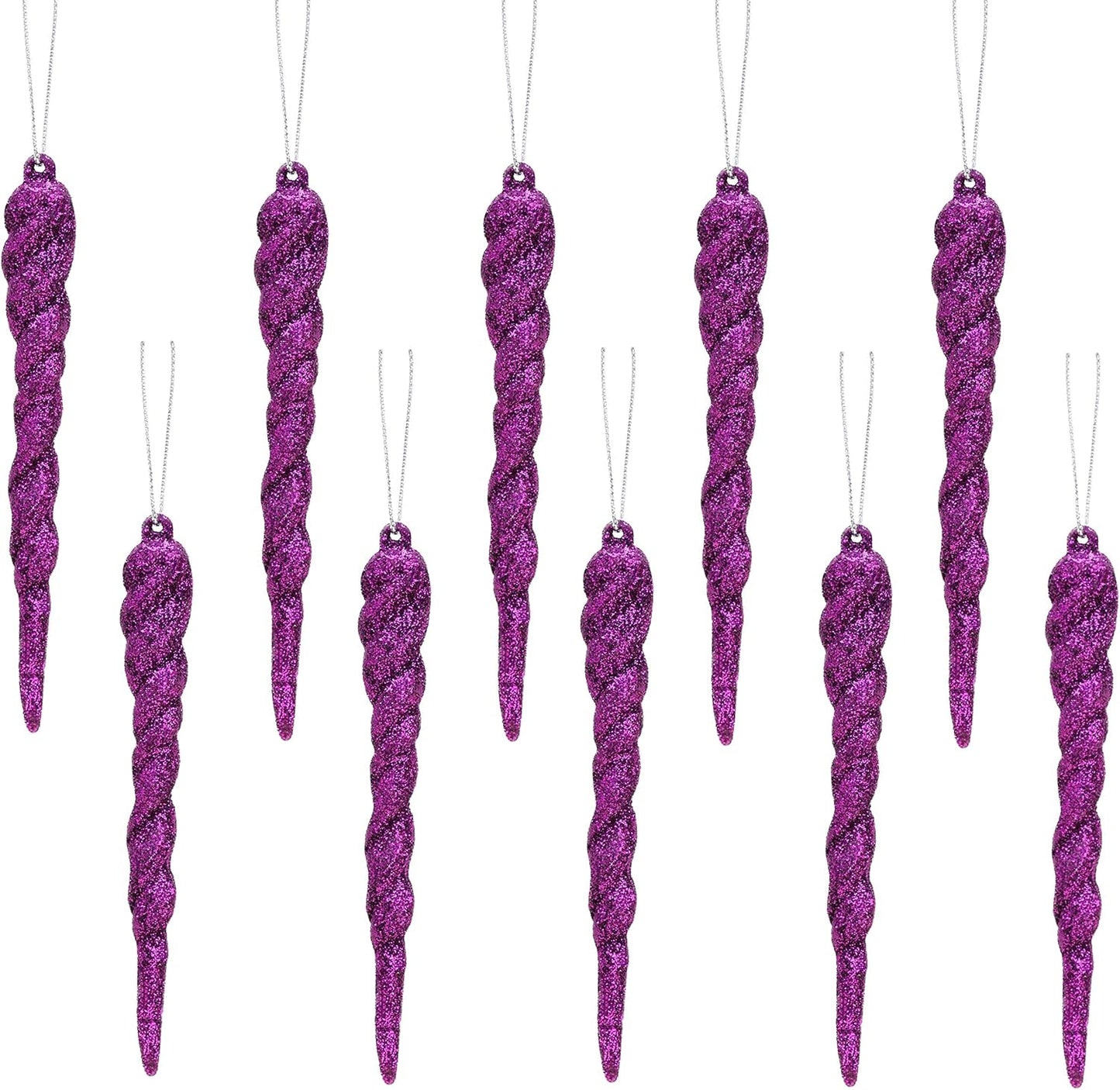 ® 12Cm Glitter Icicle Decorations - Luxury Christmas Tree Trims (Mint Green, Pack of 20)