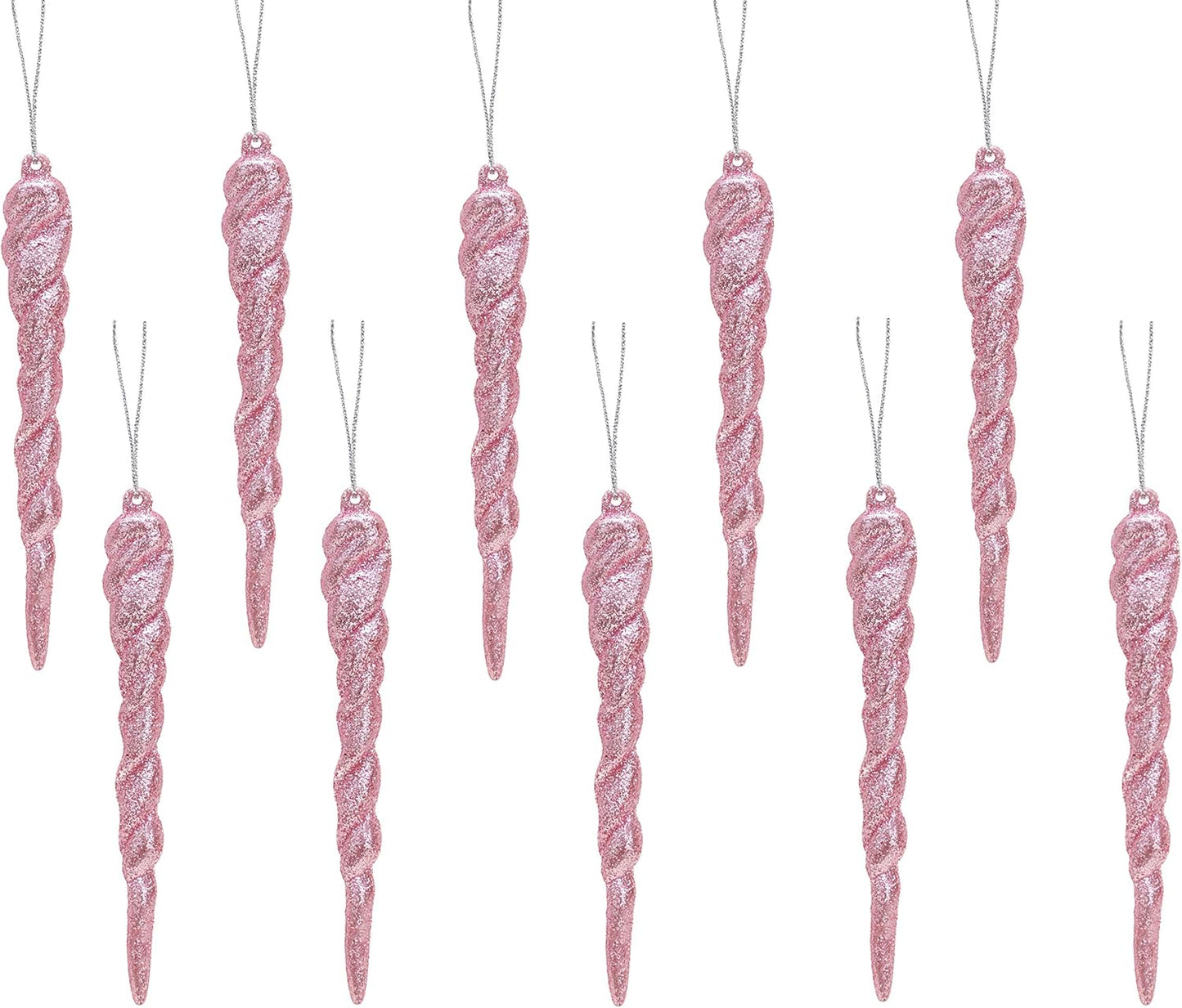 ® 12Cm Glitter Icicle Decorations - Luxury Christmas Tree Trims (Mint Green, Pack of 20)