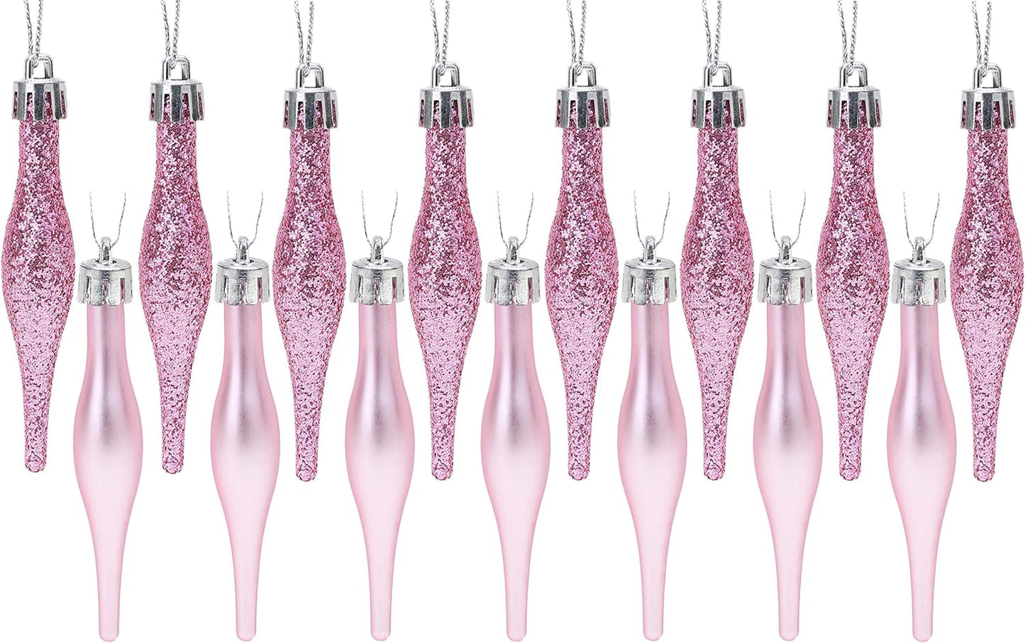 ® Pack of 15-8.5Cm Droplet Baubles - Matte & Glitter Design - Christmas Ornaments (Rioja Red)