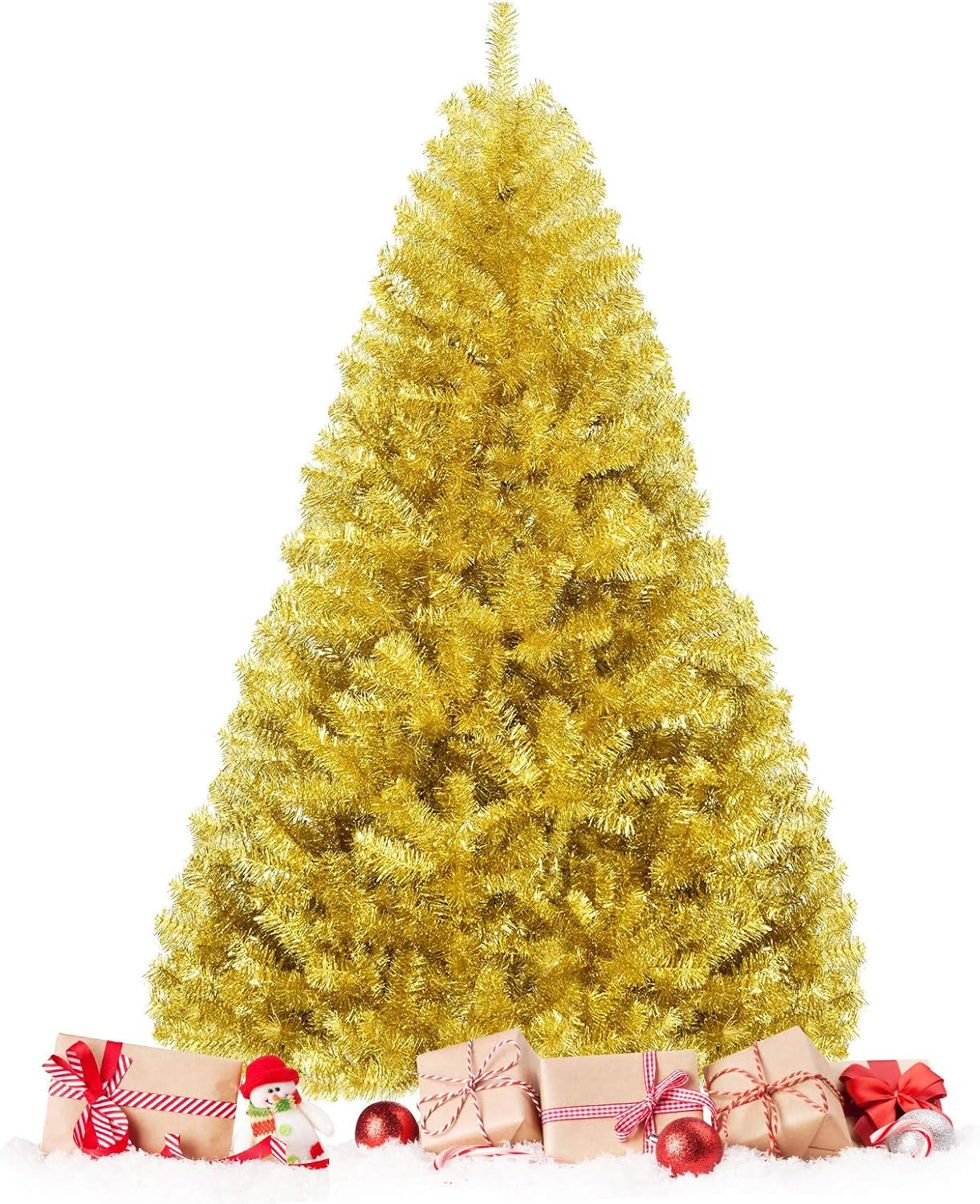 Pink Christmas Tree, 4.5 Ft Xmas Decoration Tree W/ 348 Snow Flocked PVC Tips & Metal Stand, Full-Bodied Unlit Artificial Tree for Indoor Festival Holiday Use