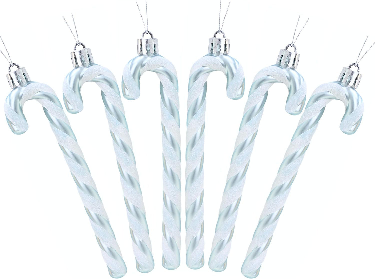 ® Pack of 6-13Cm Glitter Candy Cane Christmas Tree Decorations/Ornaments (Black & White)