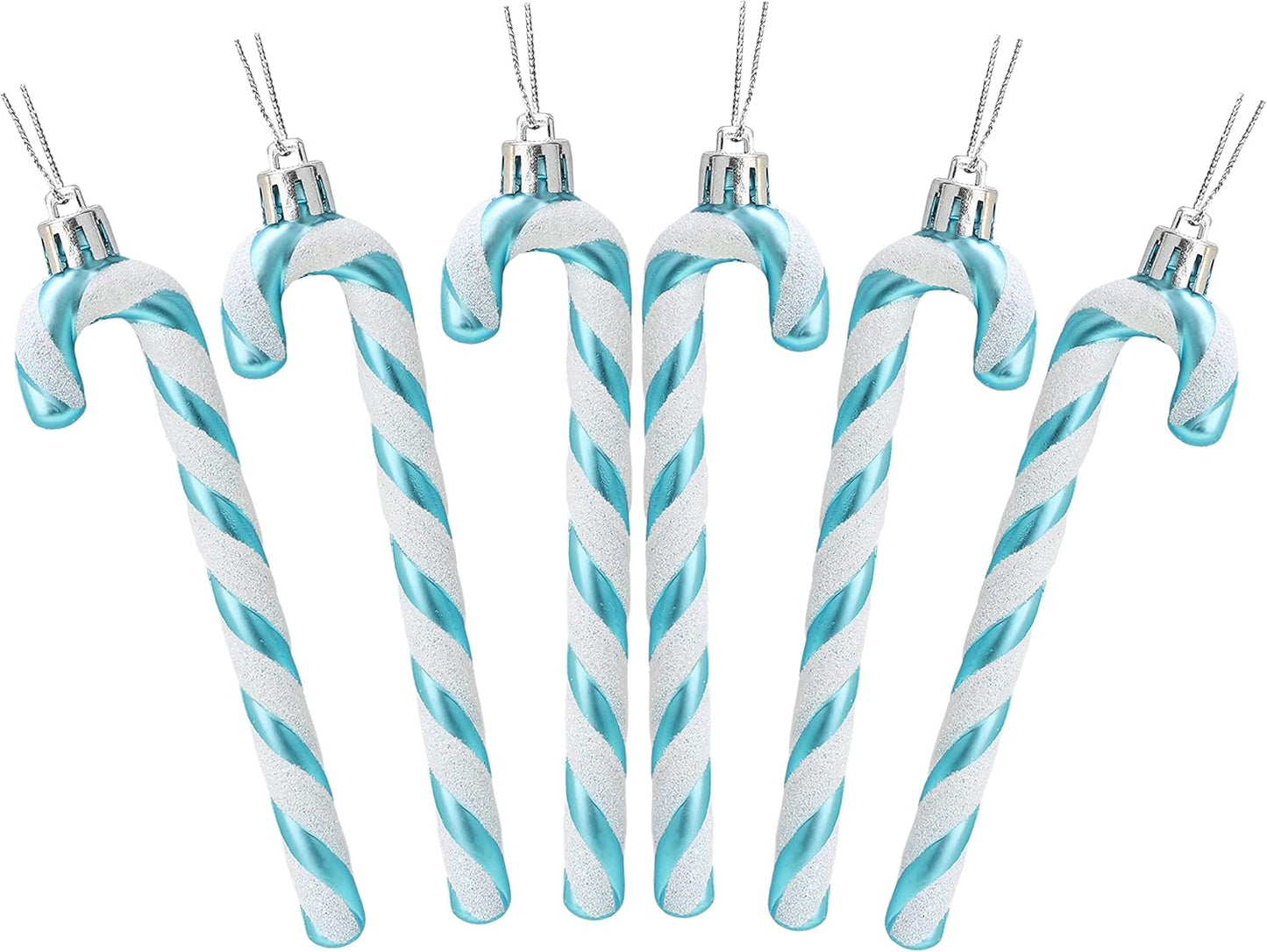 ® Pack of 6-13Cm Glitter Candy Cane Christmas Tree Decorations/Ornaments (Black & White)