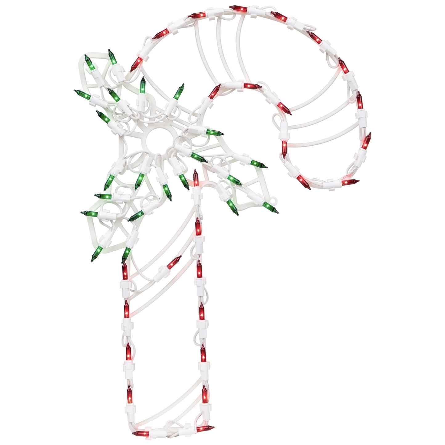18" Lighted Candy Cane with Holly Christmas Window Silhouette Decoration