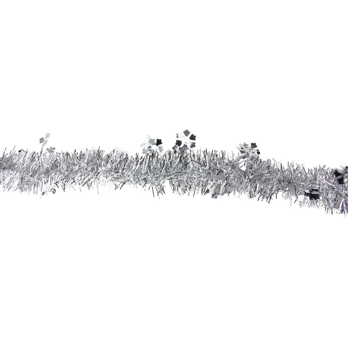 50' X 2.75" Unlit Silver and Shiny Snowflakes Tinsel Christmas Garland
