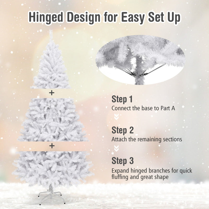 6/7.5/9 Feet White Christmas Tree with Metal Stand