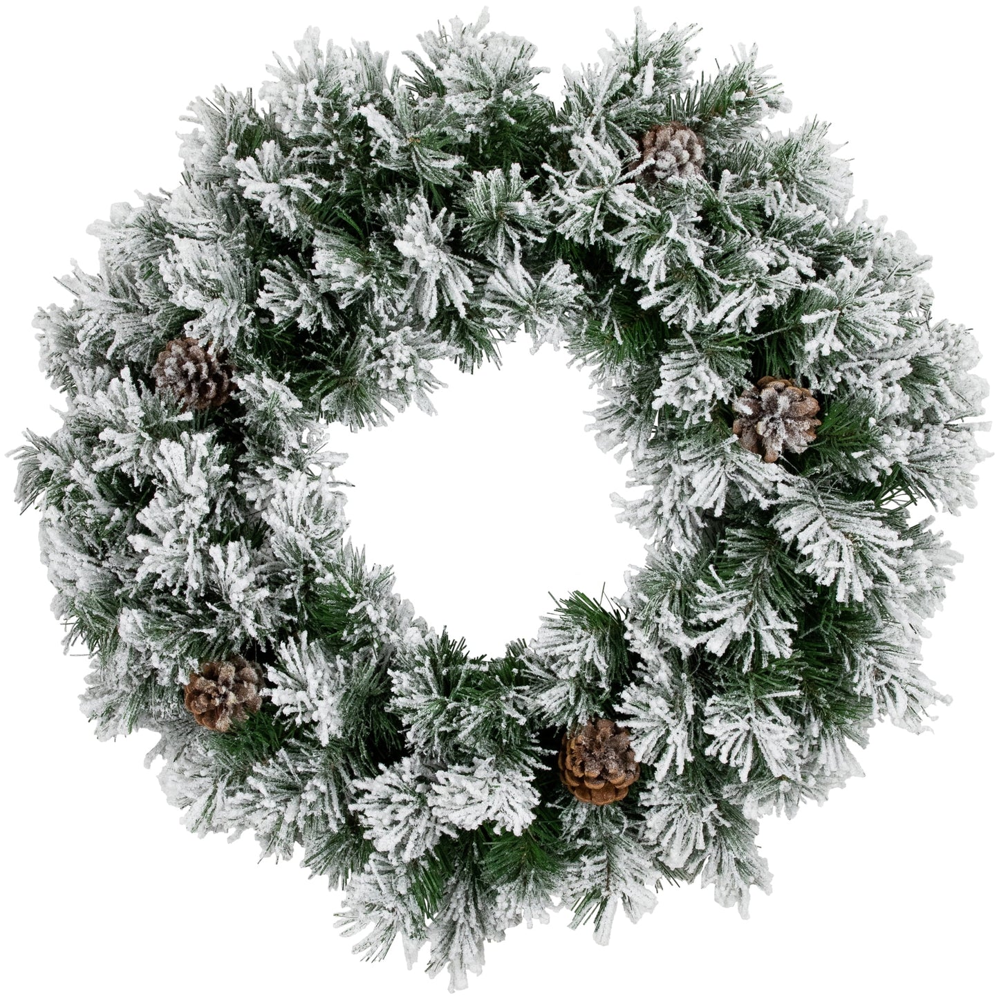 36" Unlit Flocked Angel Pine with Pine Cones Artificial Christmas Wreath