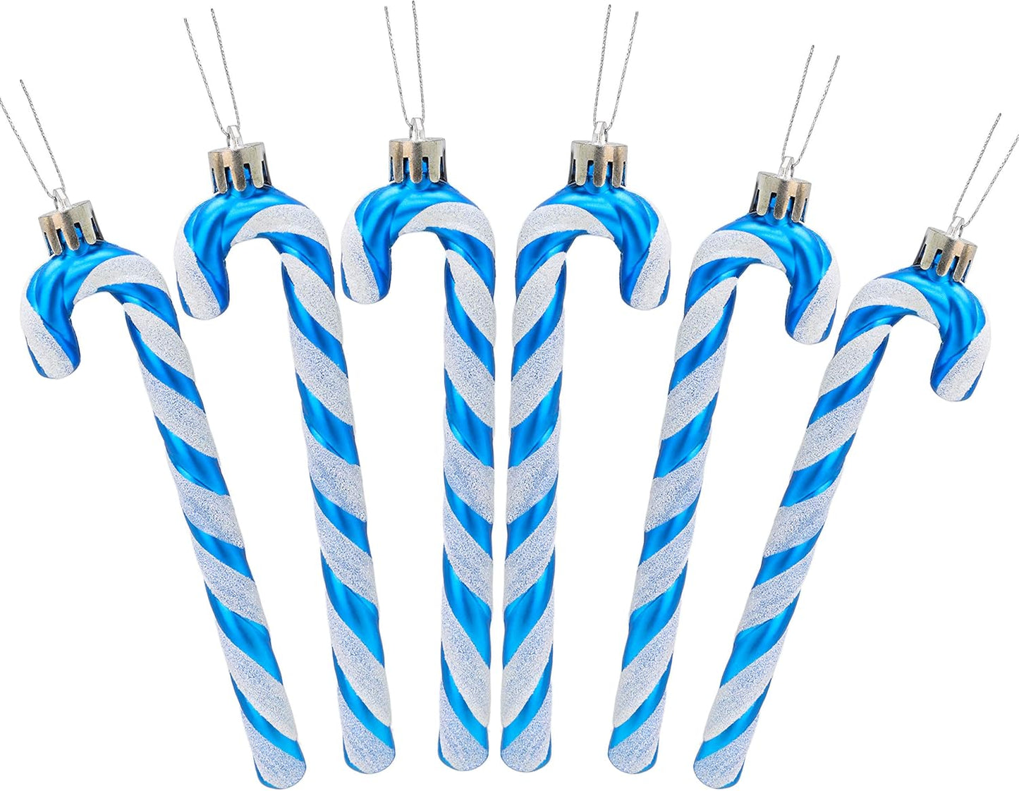 ® Pack of 6-13Cm Glitter Candy Cane Christmas Tree Decorations/Ornaments (Black & White)
