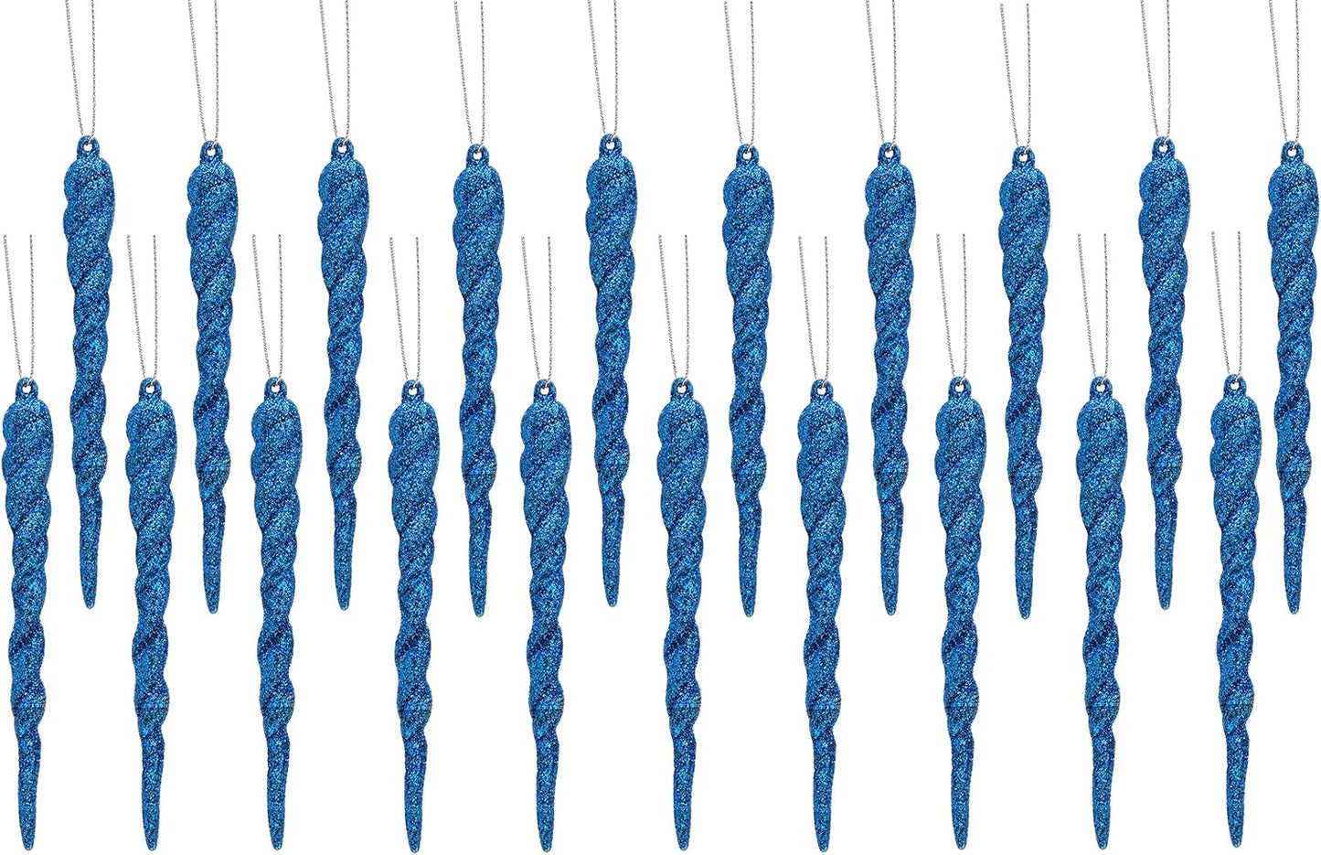 ® 12Cm Glitter Icicle Decorations - Luxury Christmas Tree Trims (Mint Green, Pack of 20)