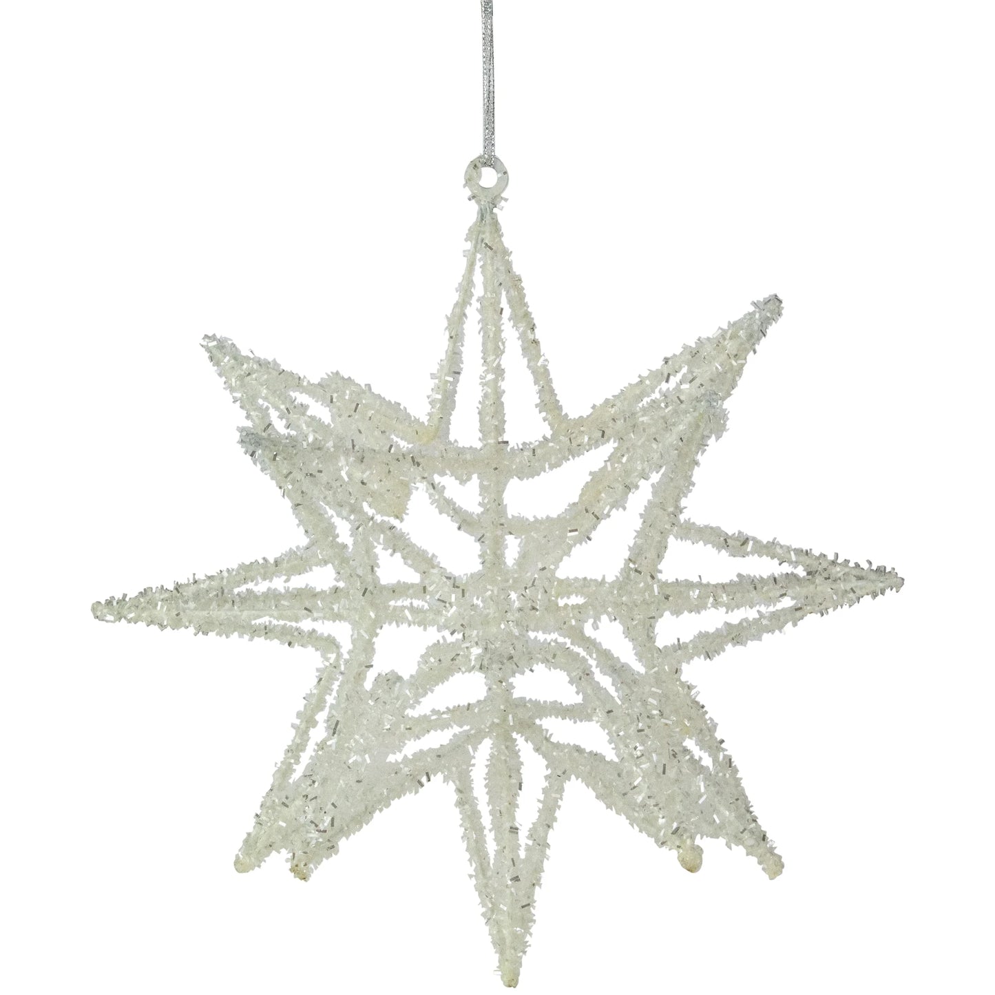 Starburst 3-D Glittered Christmas Ornament - 10" - White