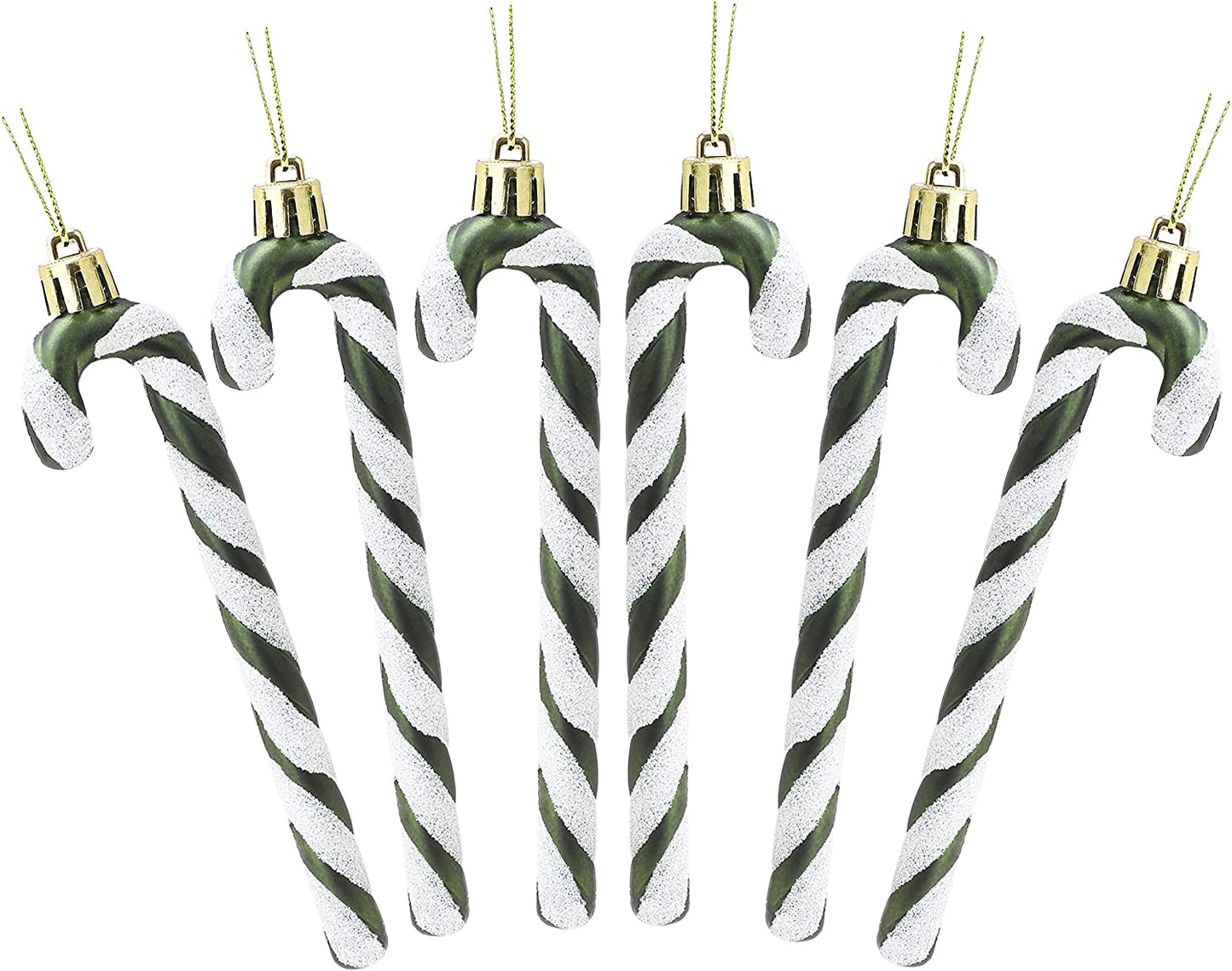® Pack of 6-13Cm Glitter Candy Cane Christmas Tree Decorations/Ornaments (Black & White)