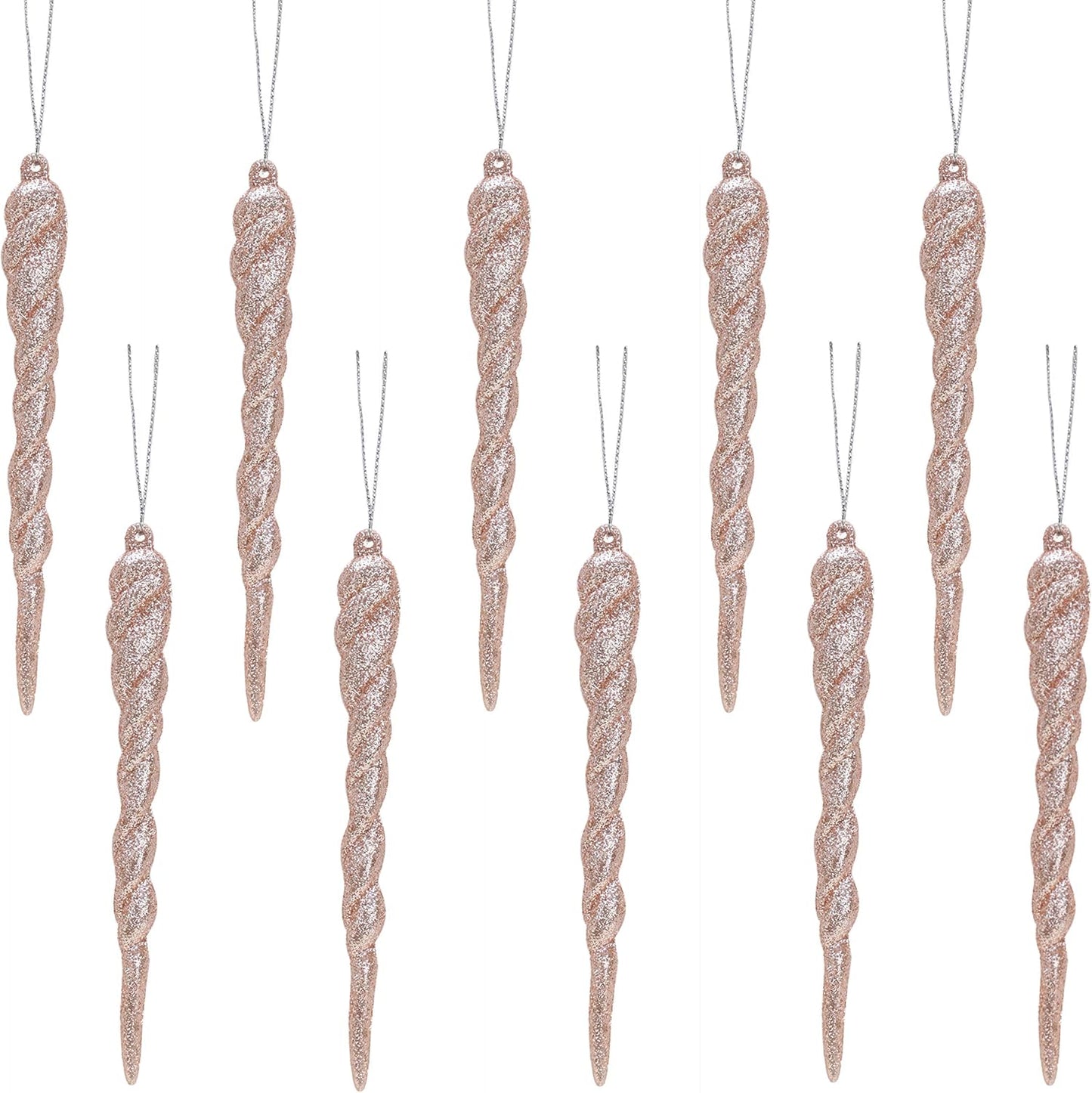 ® 12Cm Glitter Icicle Decorations - Luxury Christmas Tree Trims (Mint Green, Pack of 20)