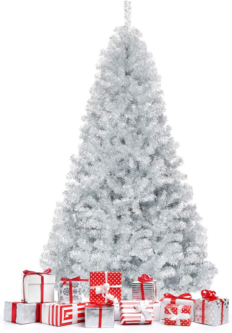 Pink Christmas Tree, 4.5 Ft Xmas Decoration Tree W/ 348 Snow Flocked PVC Tips & Metal Stand, Full-Bodied Unlit Artificial Tree for Indoor Festival Holiday Use