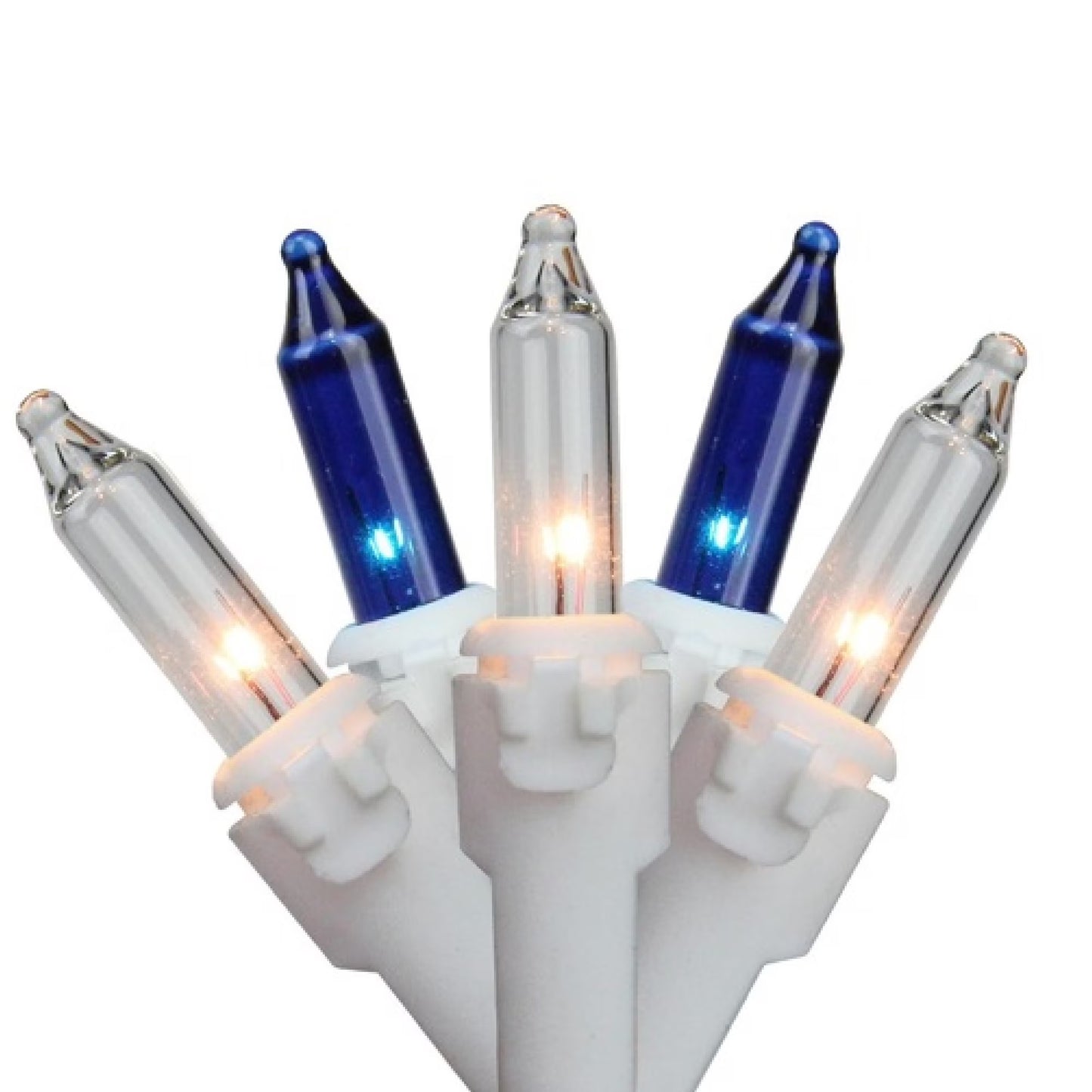 150Ct Blue & Clear Mini Icicle Christmas Lights - White Wire