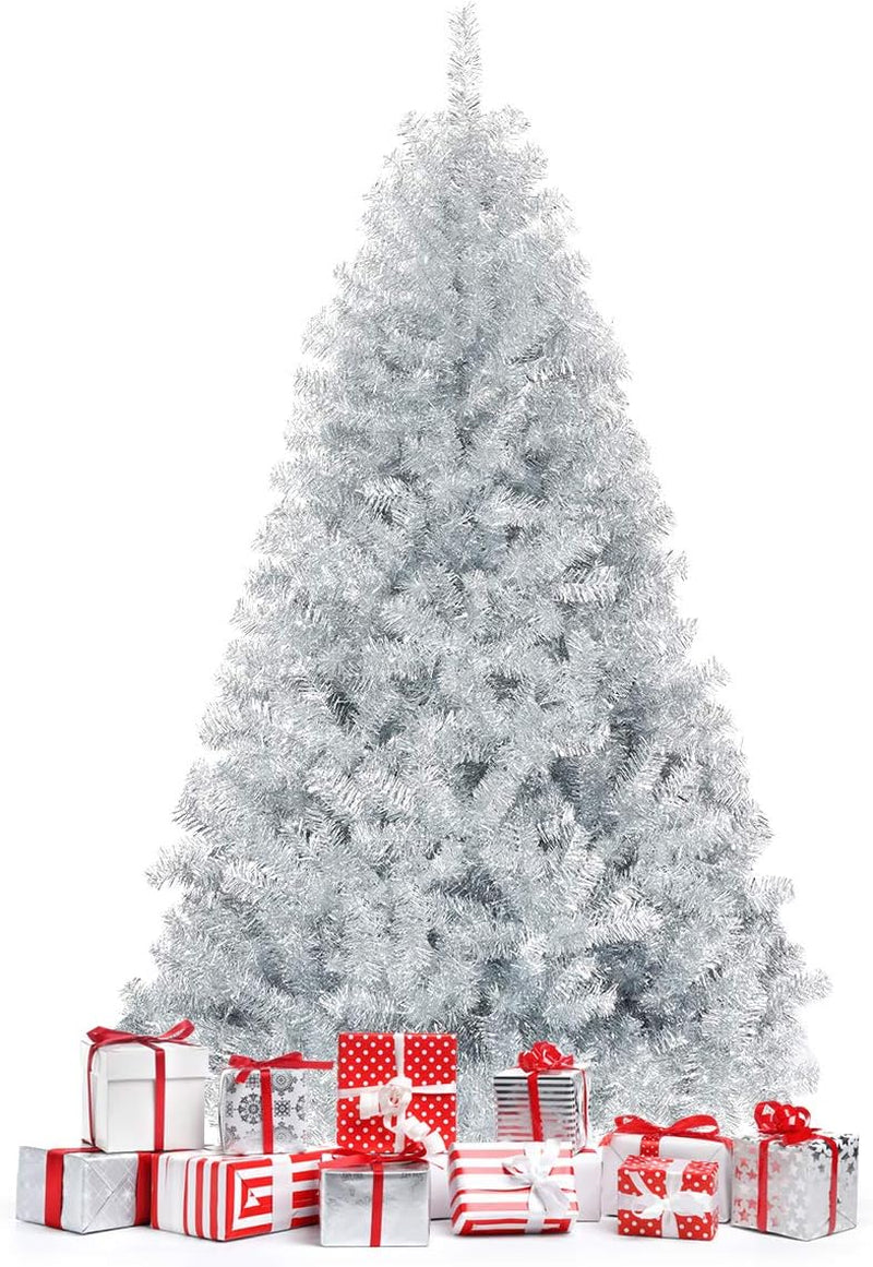 Pink Christmas Tree, 4.5 Ft Xmas Decoration Tree W/ 348 Snow Flocked PVC Tips & Metal Stand, Full-Bodied Unlit Artificial Tree for Indoor Festival Holiday Use