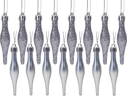 ® Pack of 15-8.5Cm Droplet Baubles - Matte & Glitter Design - Christmas Ornaments (Rioja Red)