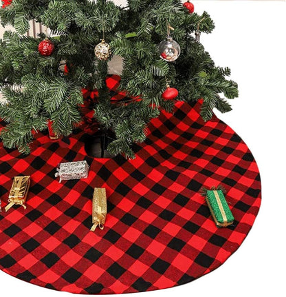 Home Buffalo Plaid Christmas Tree Skirt 90Cm Black and White Checkered Christmas Tree Skirt for Christmas New Year Home Party Decorations Xmas Tree Skirt (Black & White, 35Inches)