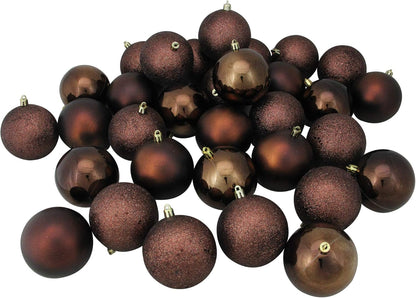 Shatterproof 4-Finish Christmas Ball Ornaments 3.25" (80Mm) - Jet Black - 32Ct