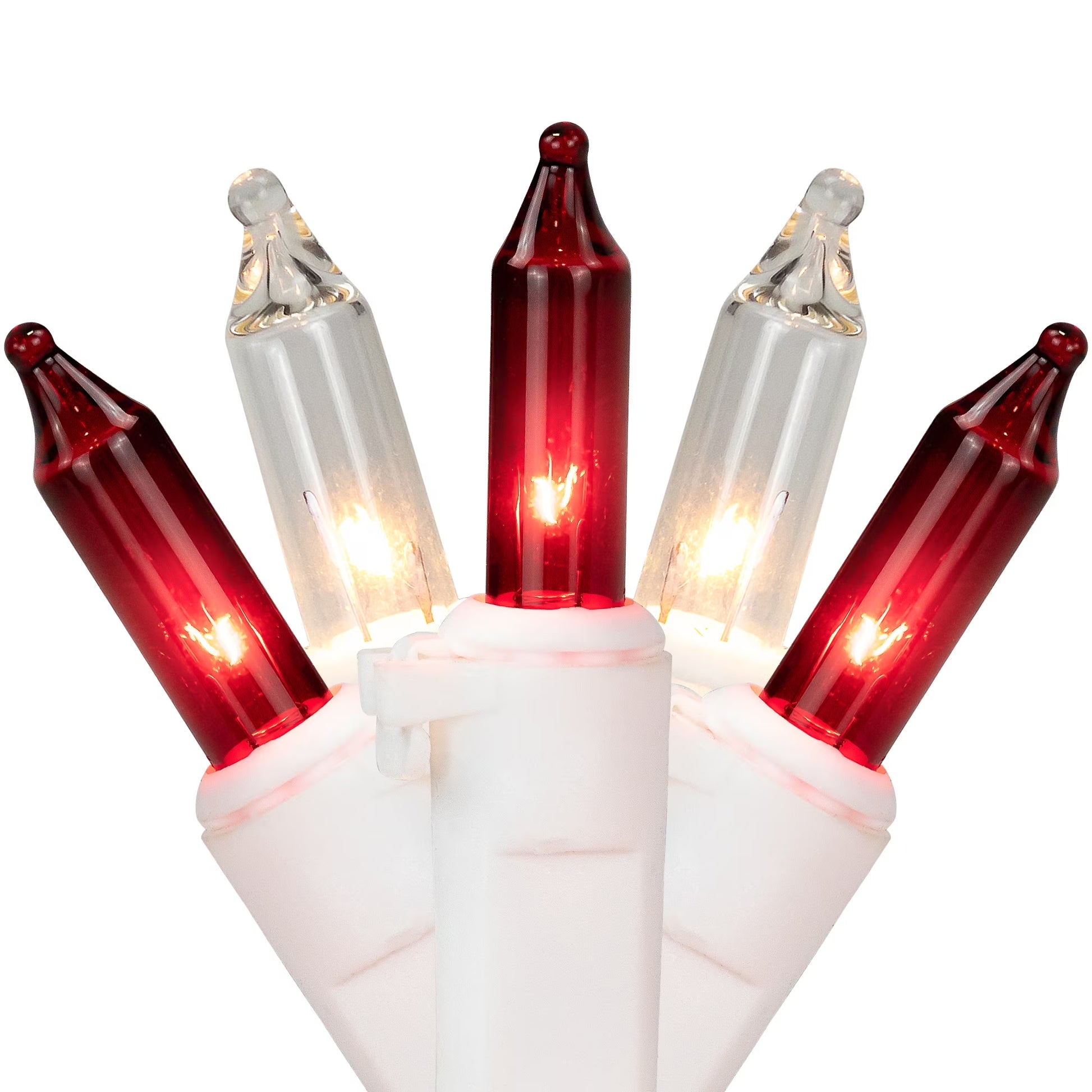 100-Count Red and Clear Mini Christmas Light Set, 20.25Ft White Wire