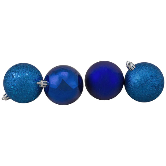 60Ct Royal Blue Shatterproof 4-Finish Christmas Ball Ornaments 2.5" (60Mm)