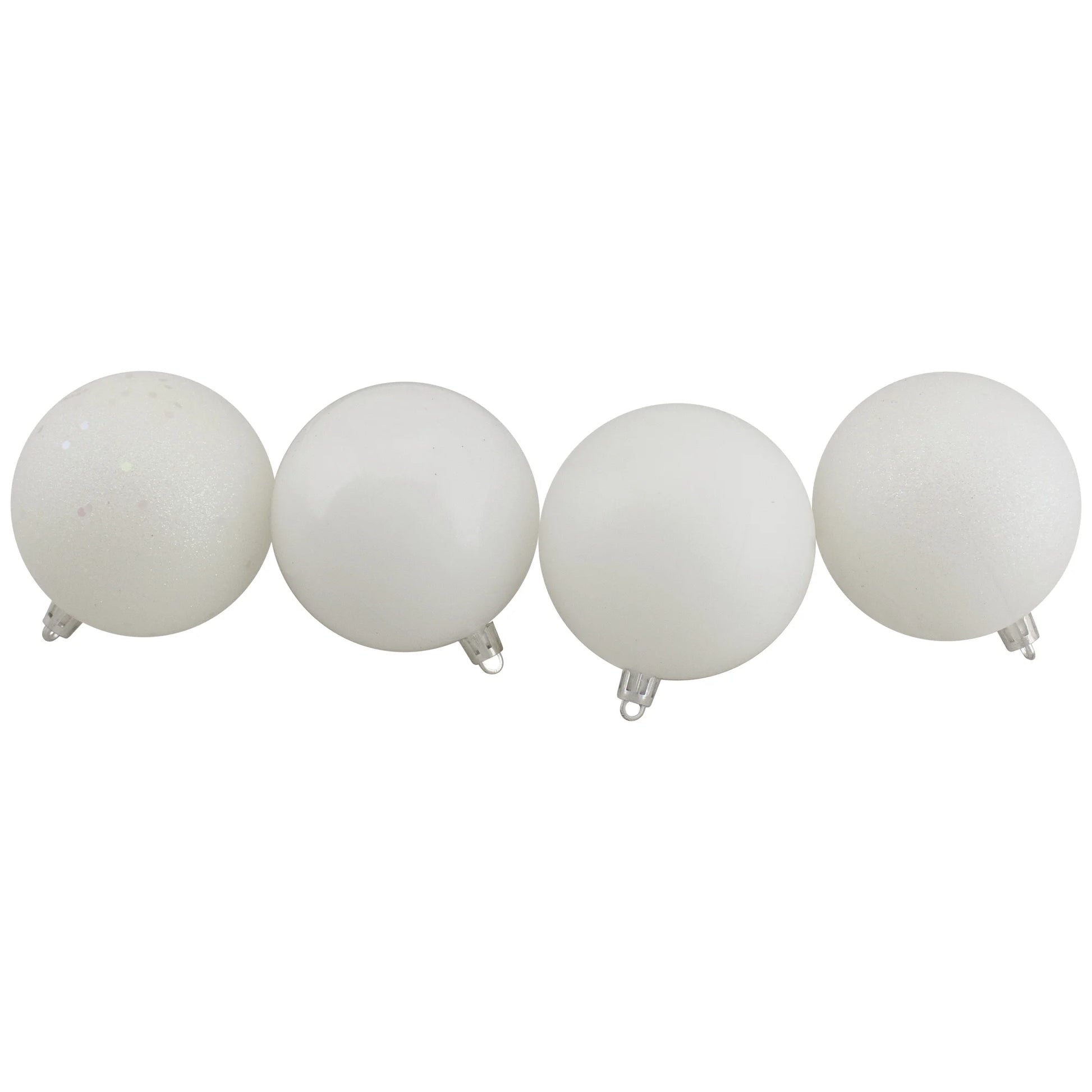 32Ct Shatterproof 4-Finish Christmas Ball Ornament Set 3.25" - White